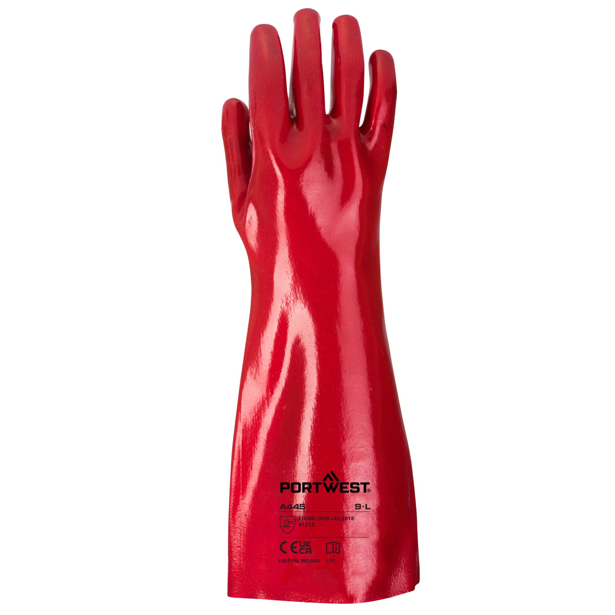 PVC-Werkhandschoen A445 - Rood - achterkant