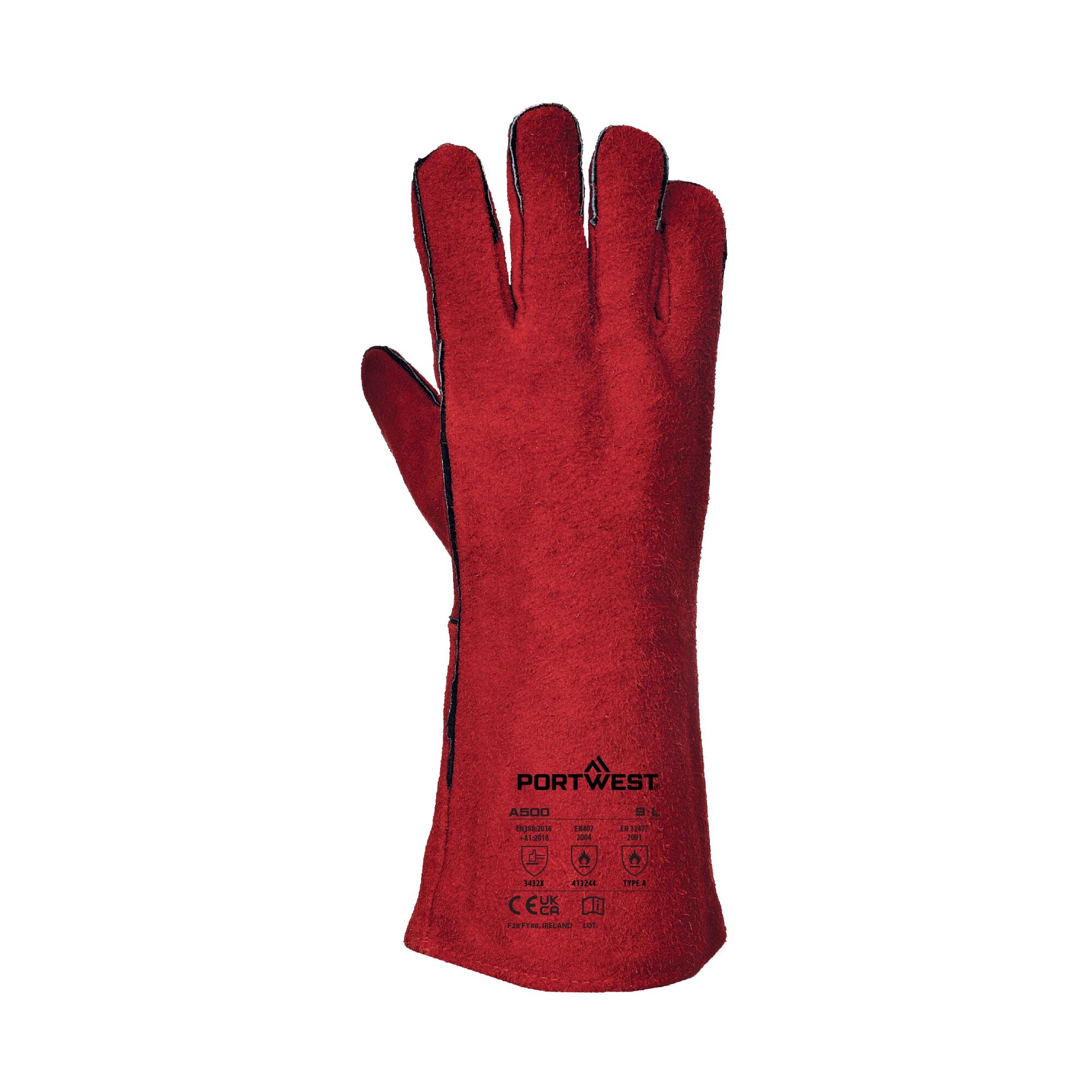 Lashandschoen A500 - Rood - achterkant