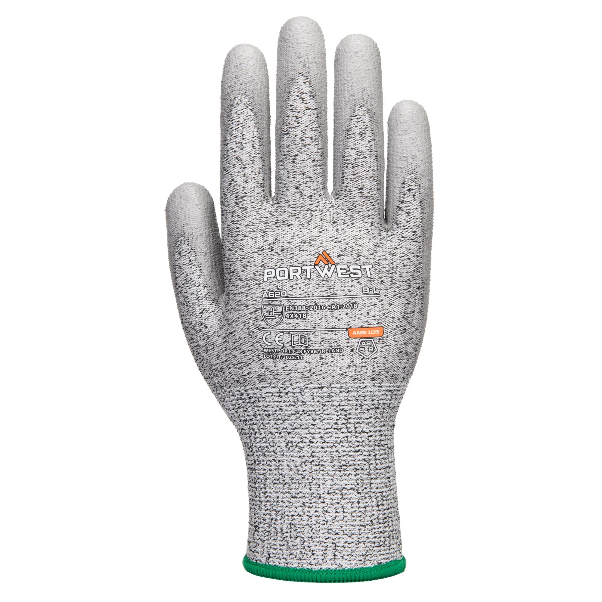 LR Cut PU Handschoen - Grijs - achterkant