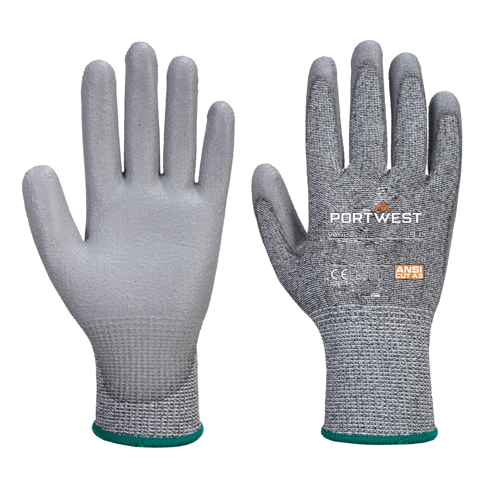 MR Snijbestendige handschoen met PU handpalm - Grijs