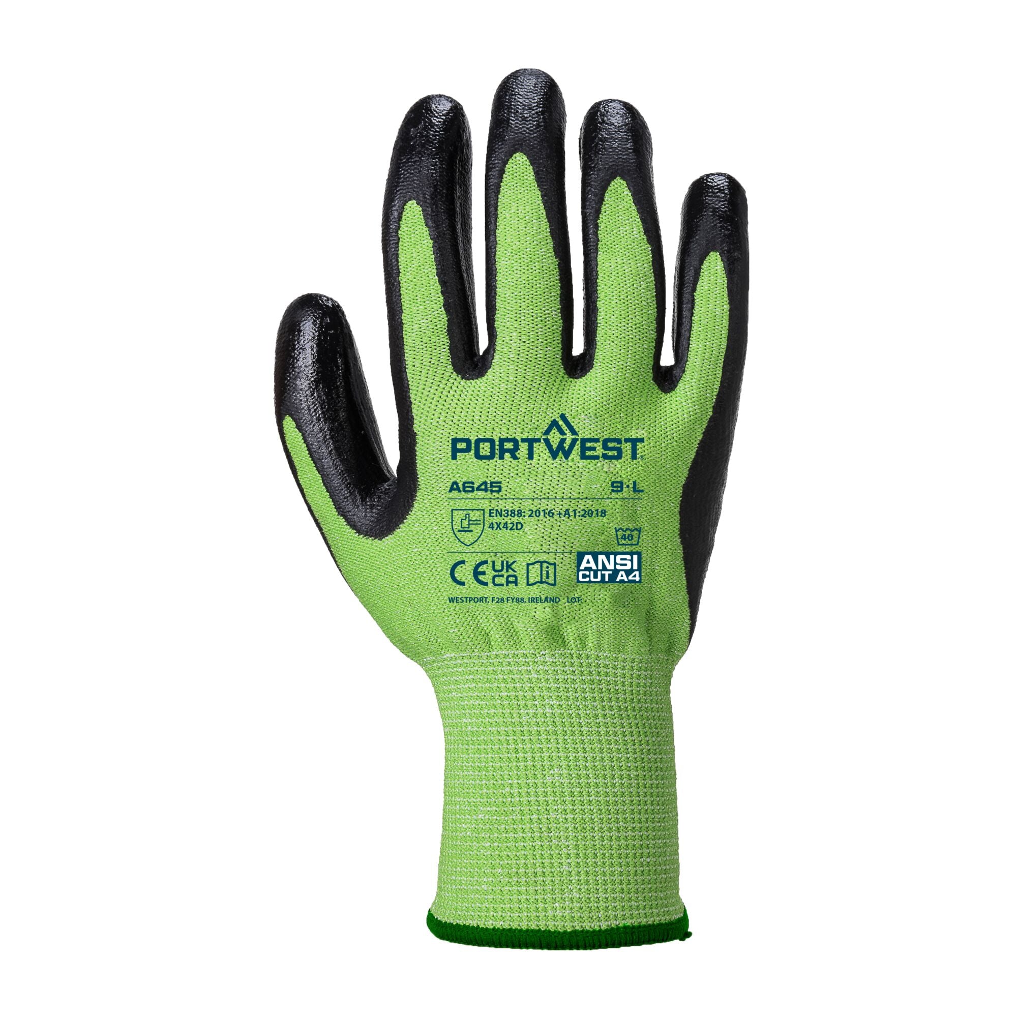GROEN Snijbestendig, Nitril coating - Groen/Zwart - achterkant