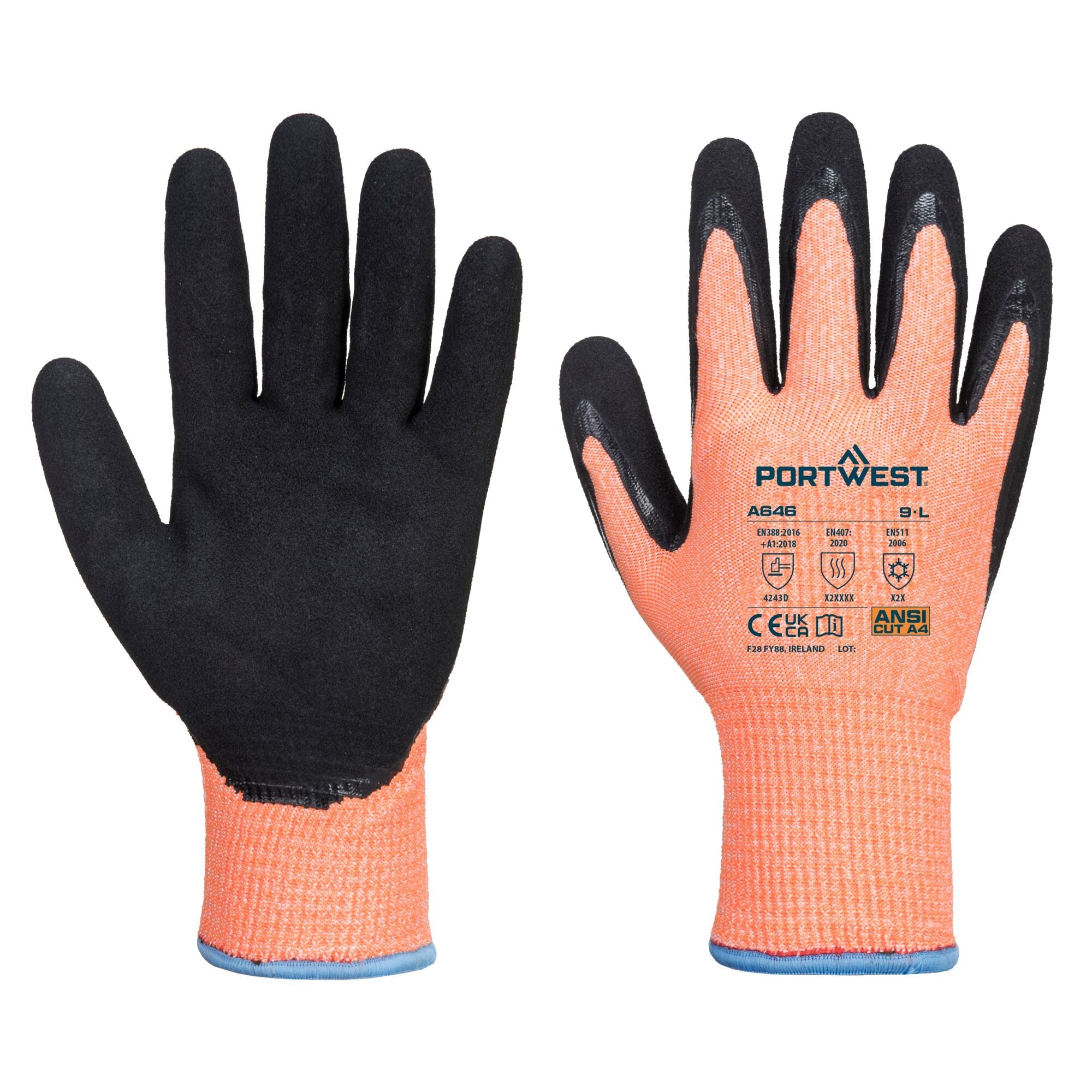 Vis-Tex Snijbestendige D13 Nitril Handschoen - Oranje/Zwart