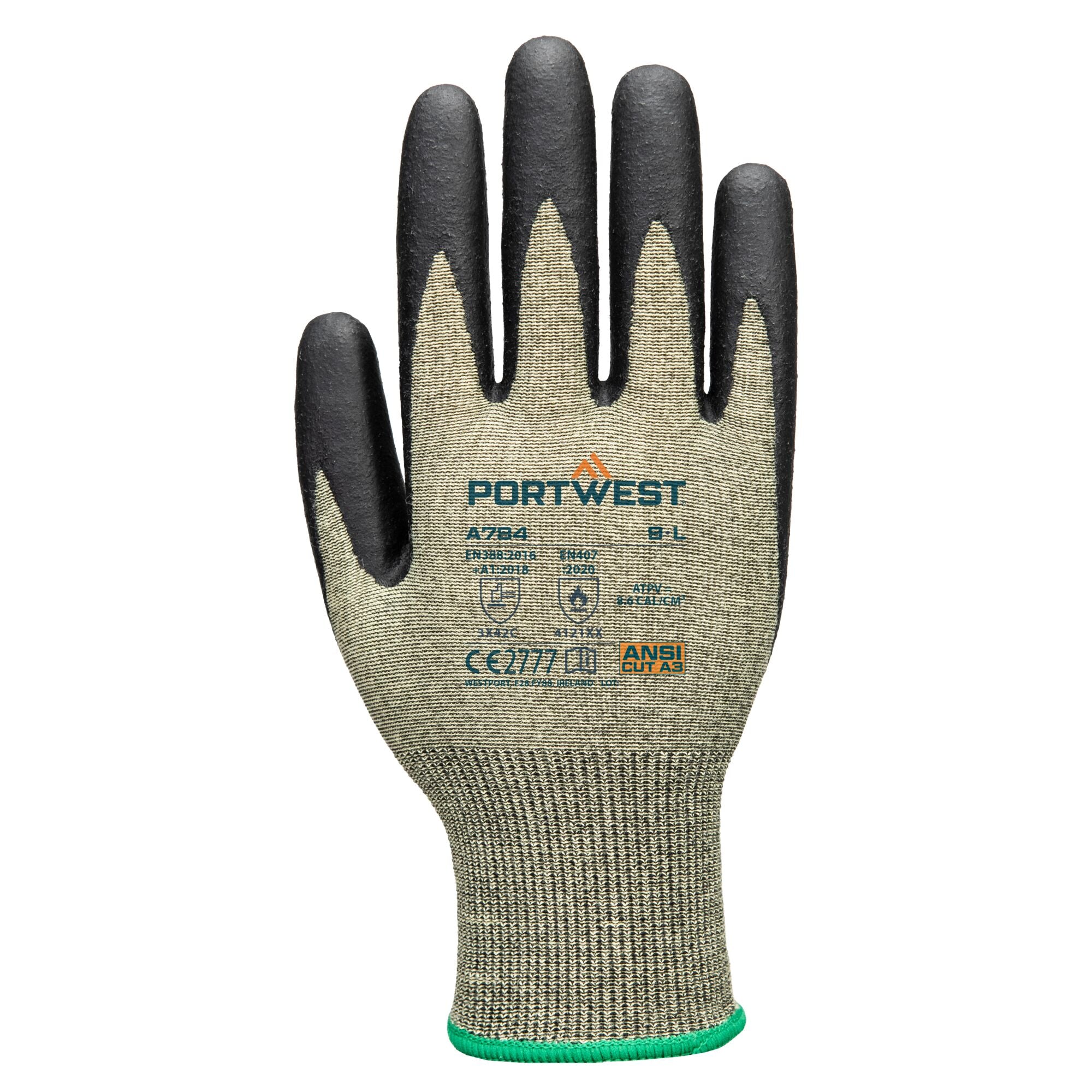 Arc Grip 18C Niveau 1 Handschoen - Groen/Zwart - achterkant