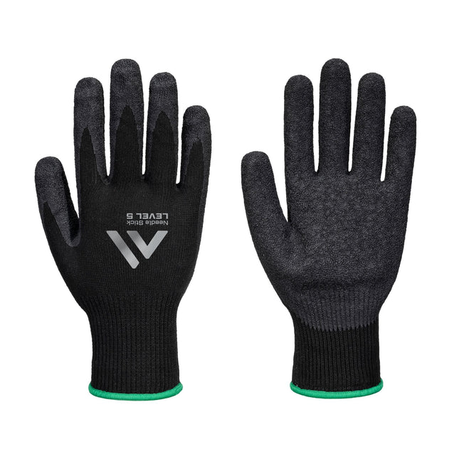 Naalden F10 Latex Gerimpelde Handschoen - Zwart