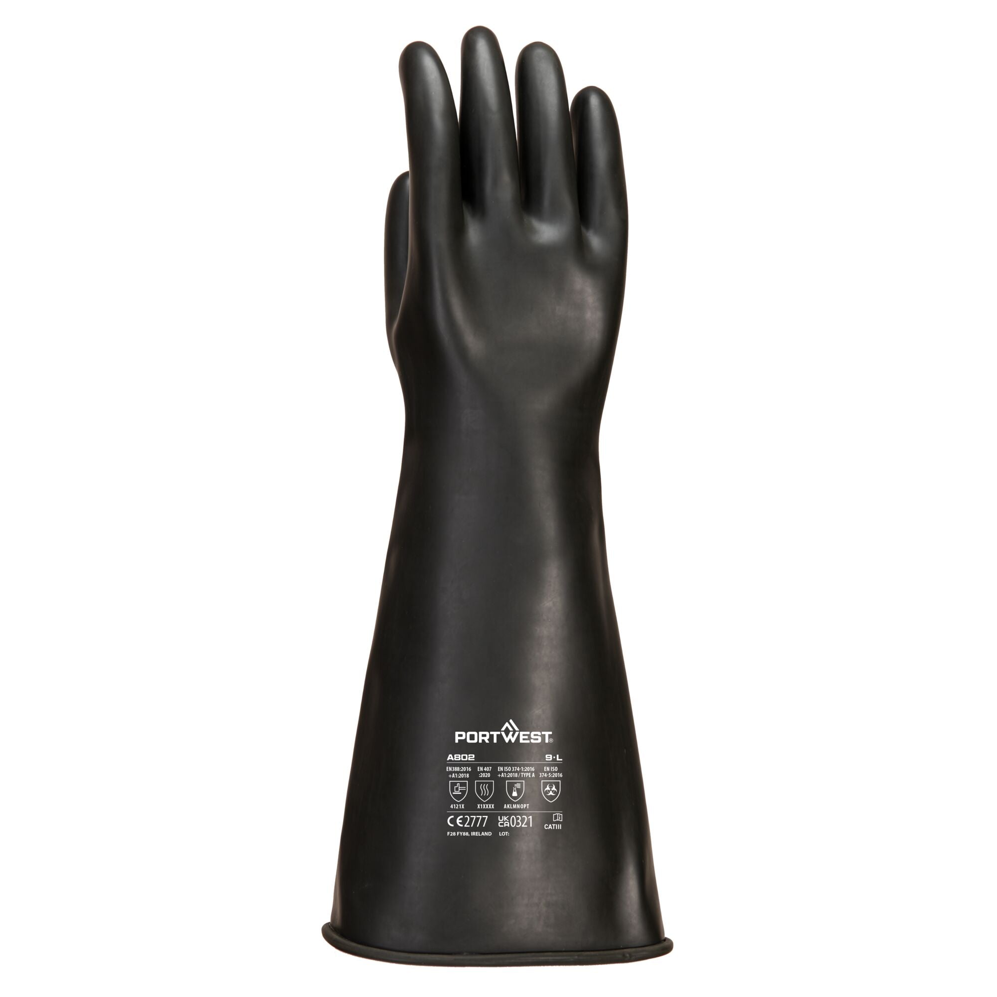 Zwaargewicht latex handschoen - Zwart - achterkant