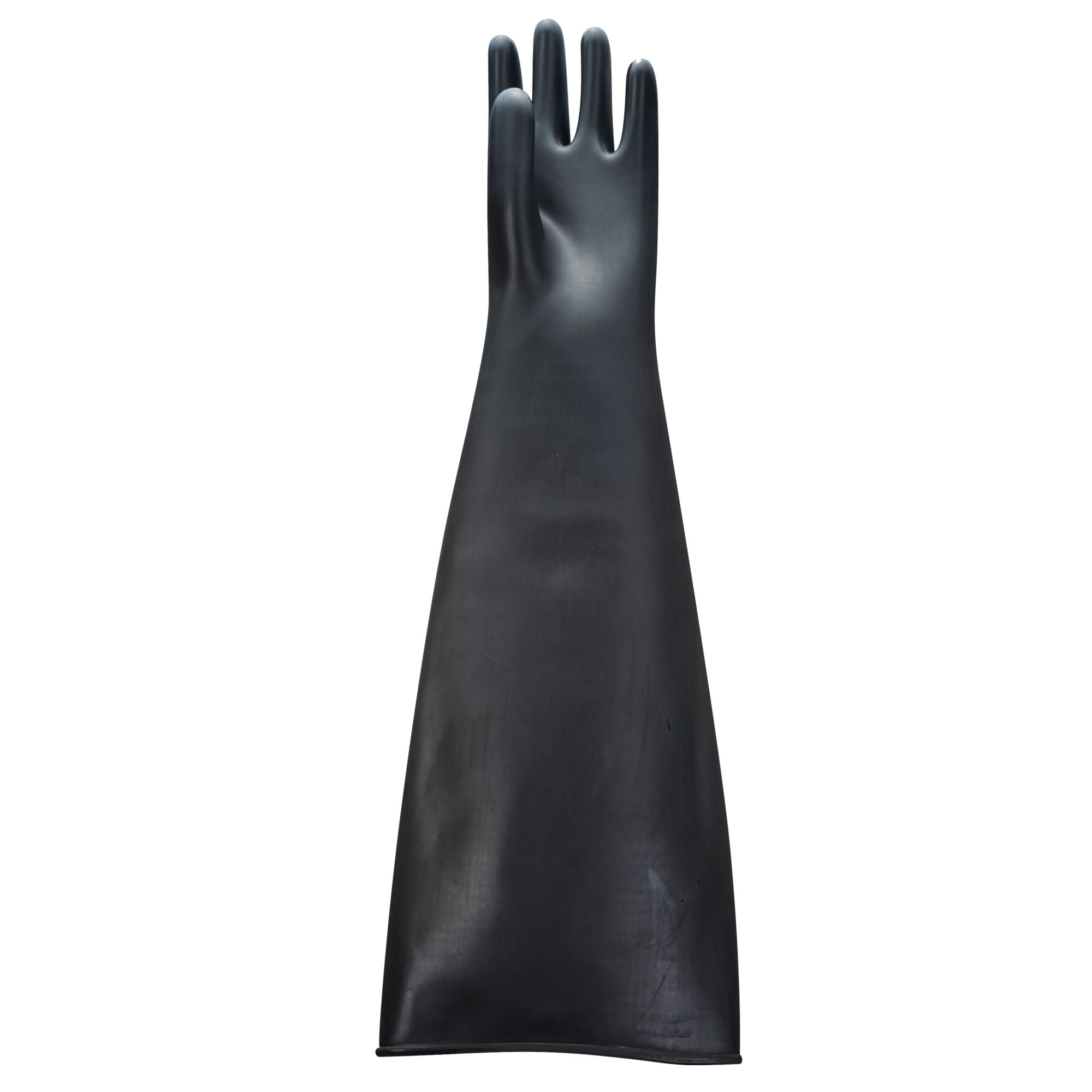 Zwaargewicht latex-rubberhandschoen 600 mm - Zwart - voorkant