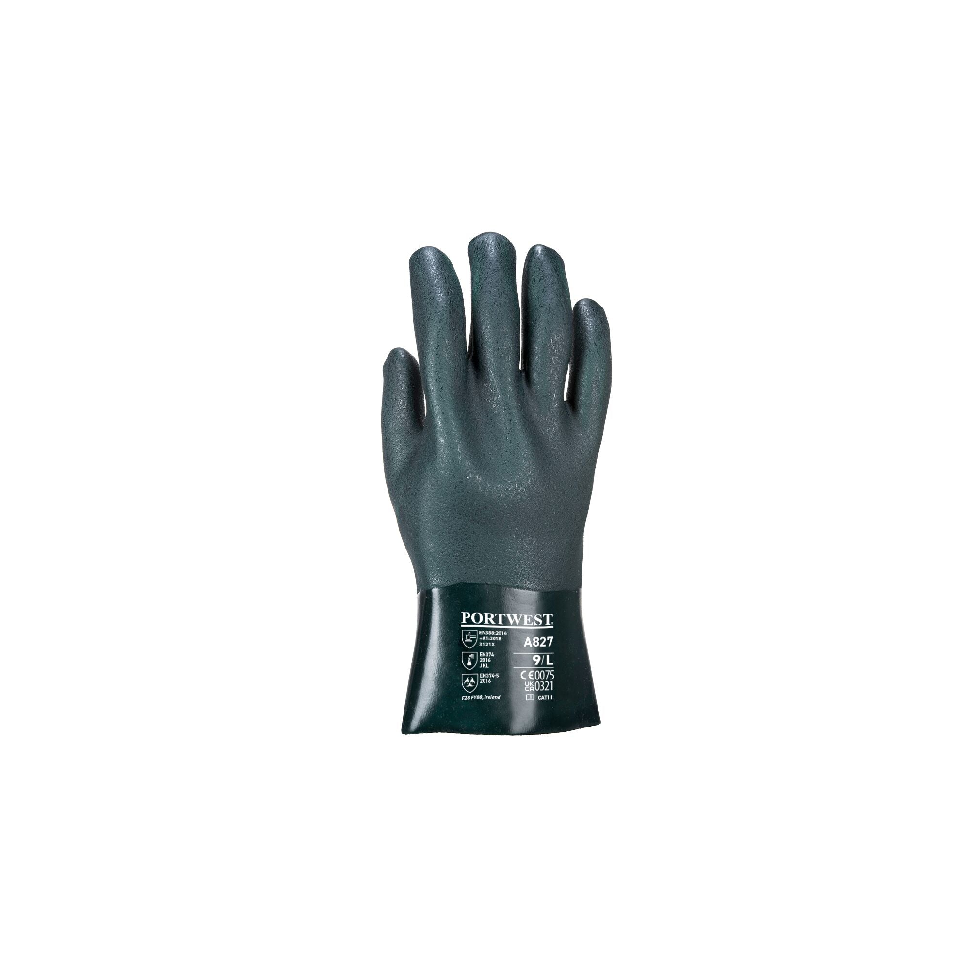 Dubbel Gedompelde PVC-Handschoen 27cm - Groen - achterkant