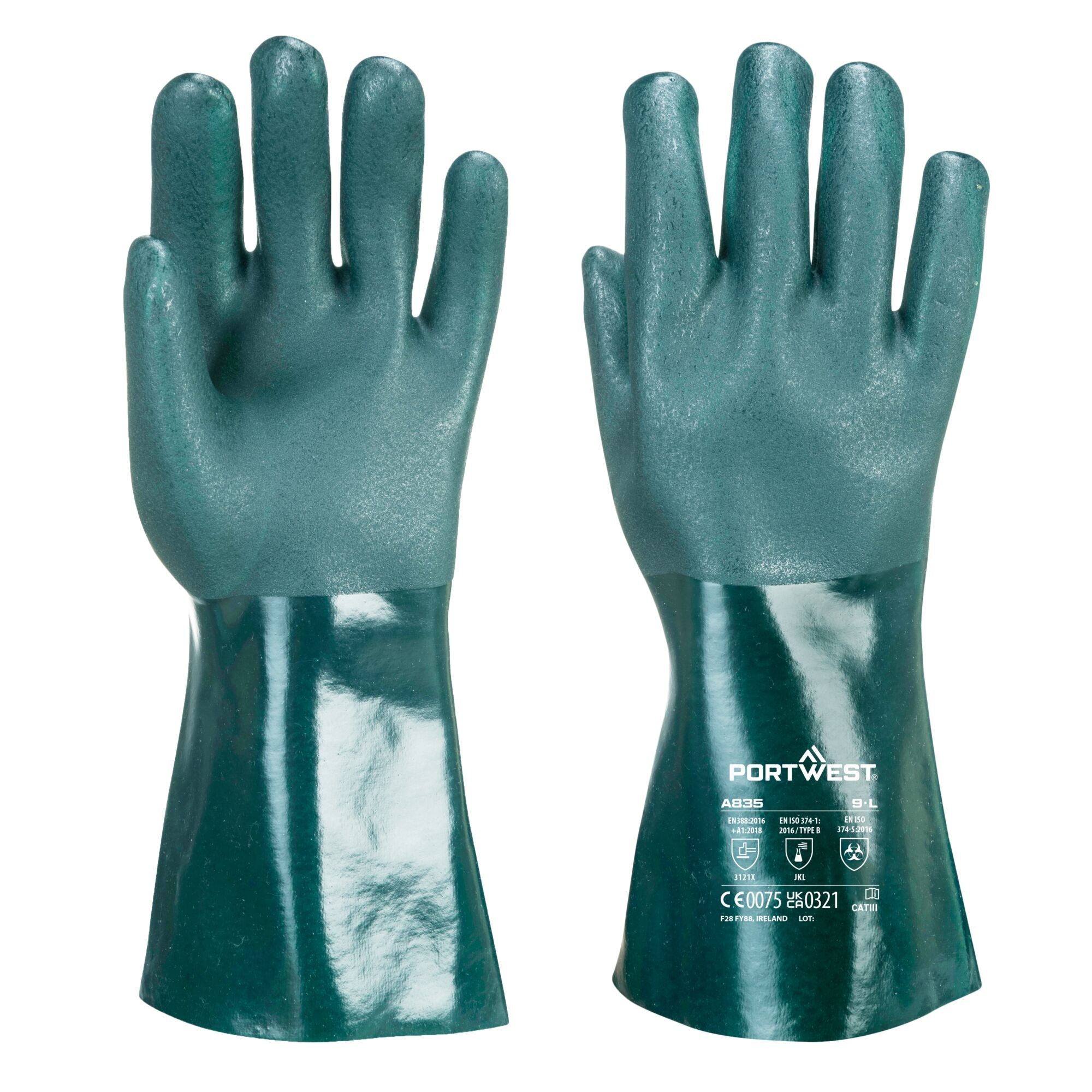 Dubbel Gedompelde PVC-handschoen 35cm - Groen