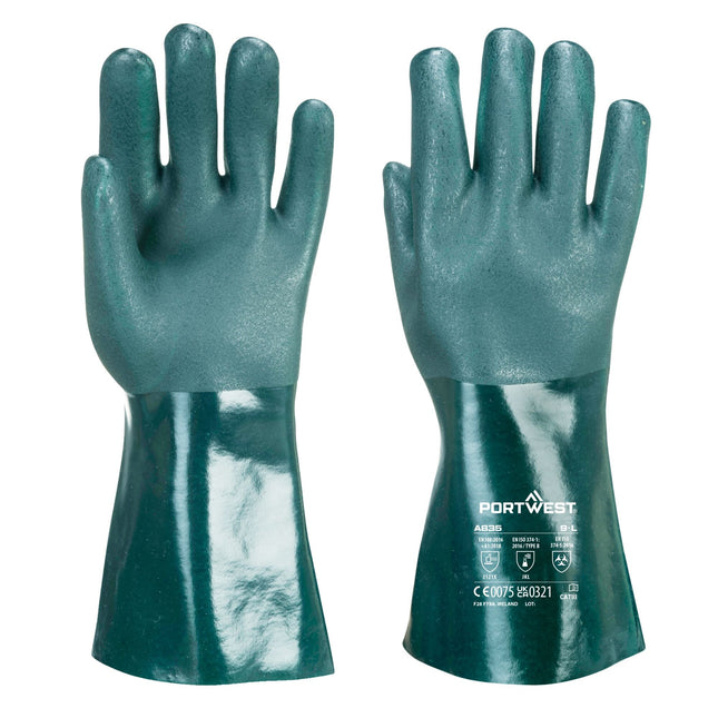 Dubbel Gedompelde PVC-handschoen 35cm - Groen