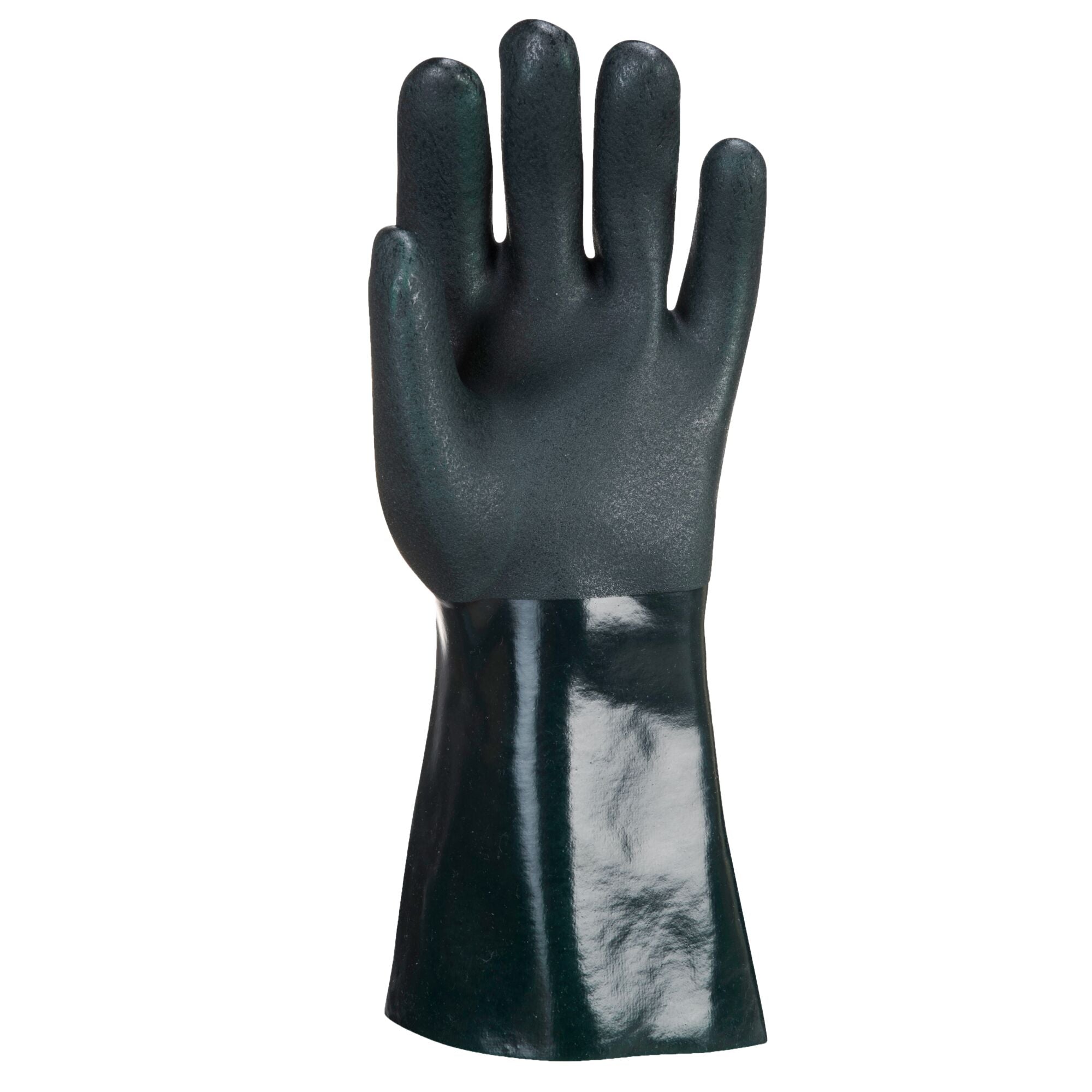 Dubbel Gedompelde PVC-handschoen 35cm - Groen - voorkant