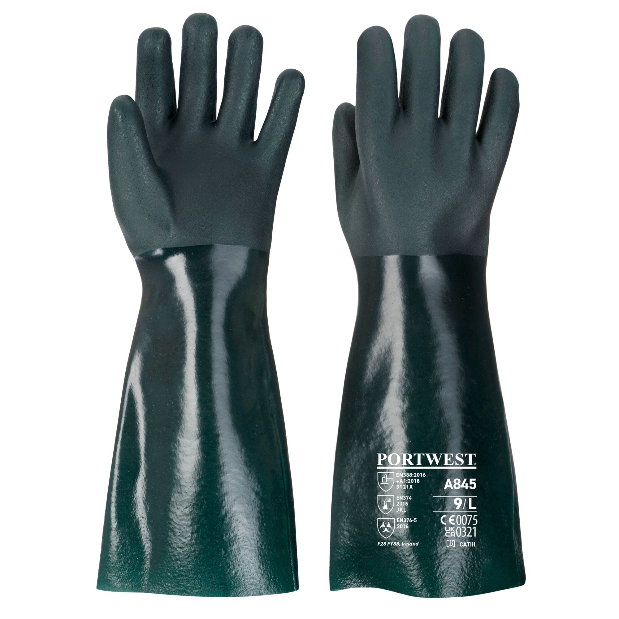 Dubbel Gedompelde PVC-handschoen 45cm - Groen