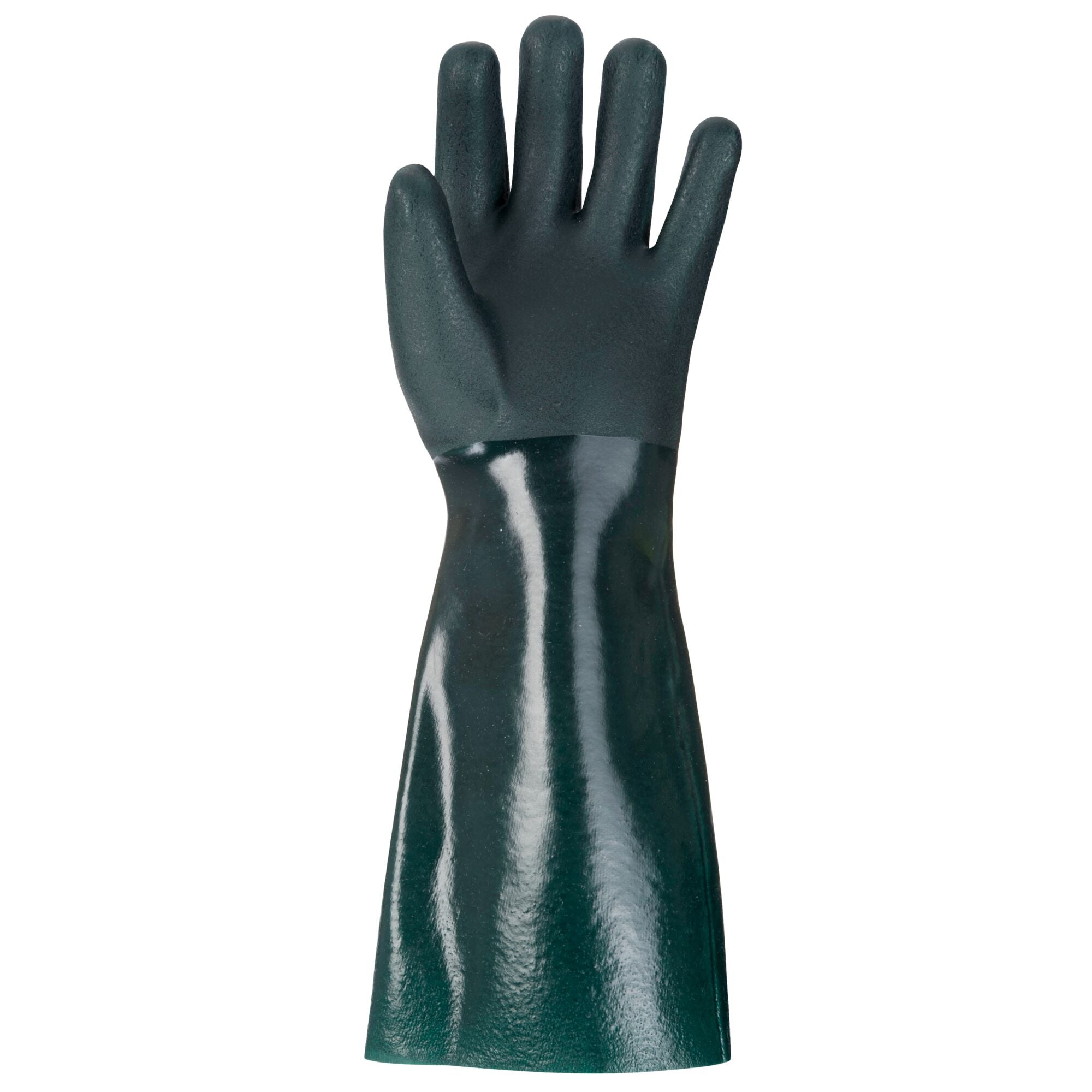 Dubbel Gedompelde PVC-handschoen 45cm - Groen - voorkant