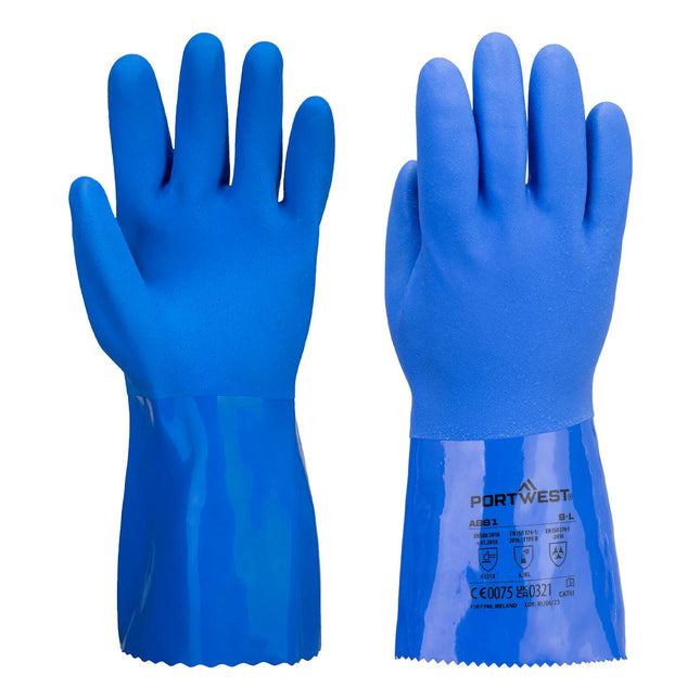 Chemiebestendige blauwe PVC handschoen - Blauw