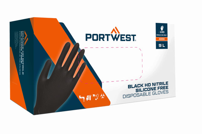 Oranje HD Wegwerphandschoen (Pk100) - Black