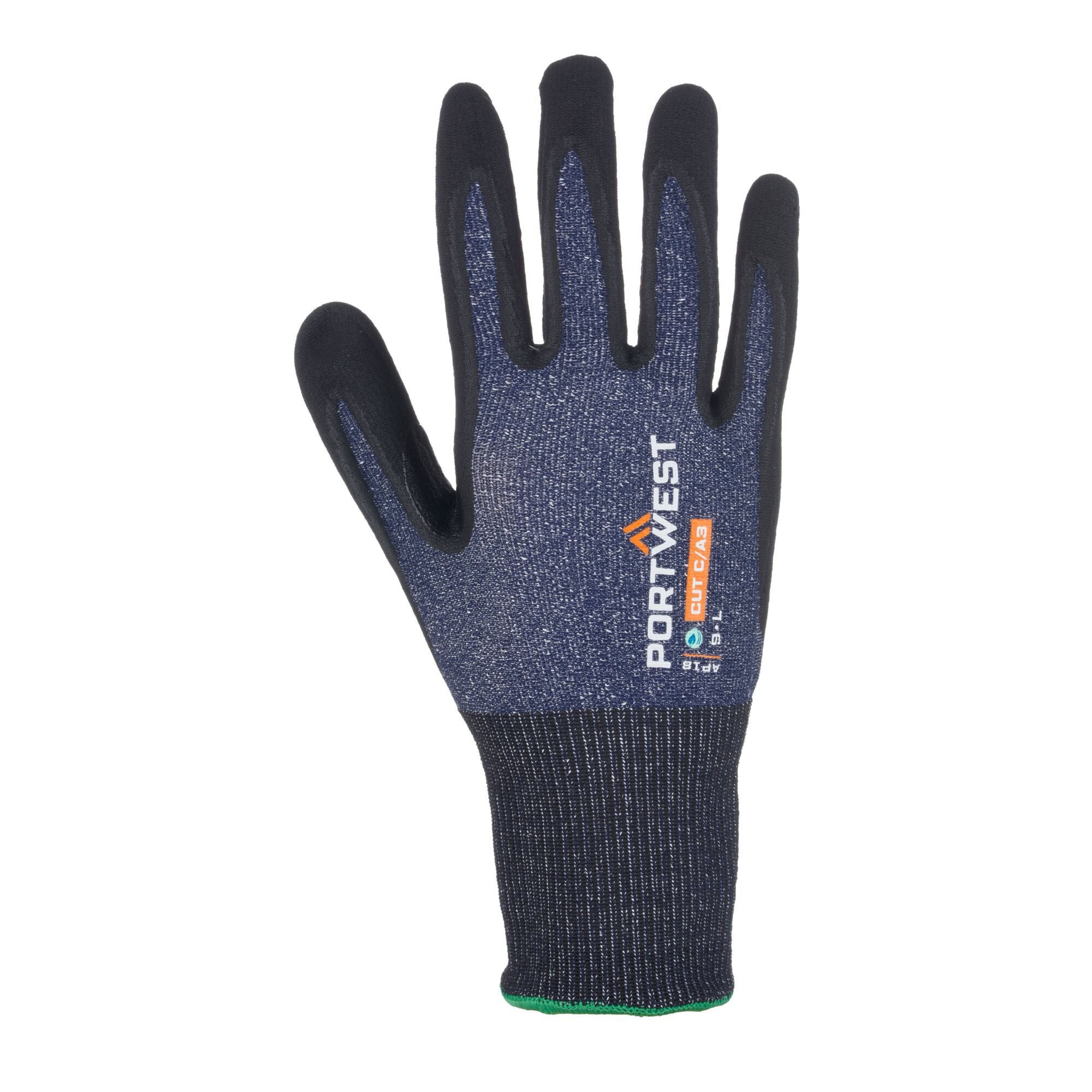 SG snijbestendige C15 Eco Nitril Handschoen - (pk12) - Blauw/Zwart - achterkant
