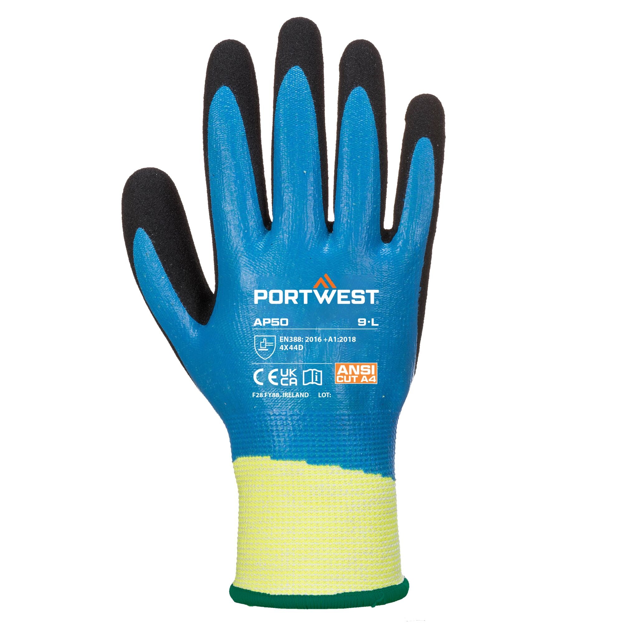 Aqua Cut Pro Handschoen - Blauw/Zwart - achterkant
