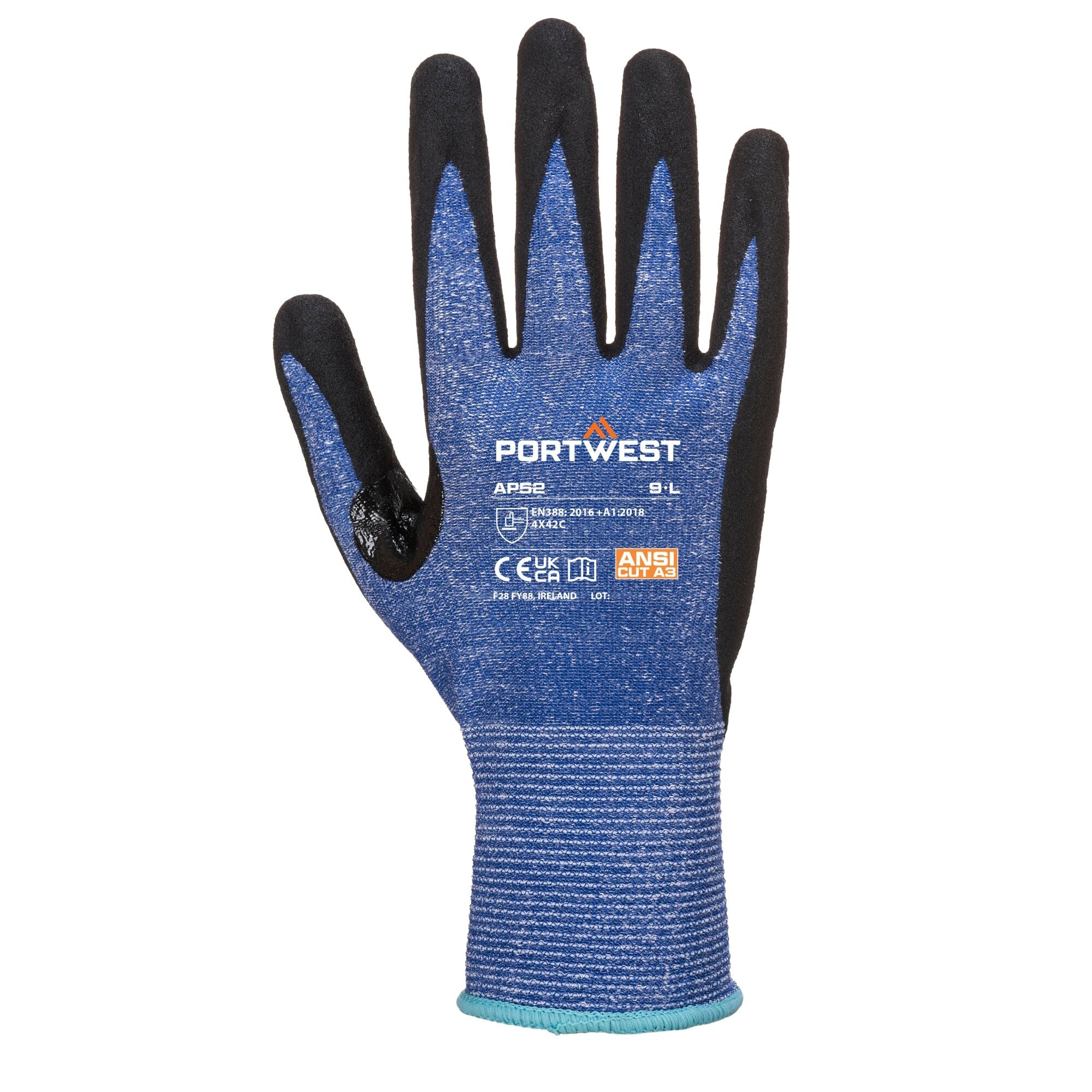Dexti Cut Ultra Handschoen - Blauw/Zwart - achterkant