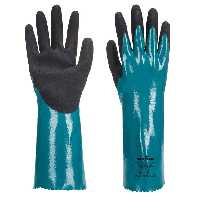 Chem 300 Nitrile Sandy Double Dipped Gauntlet - Blue/Black