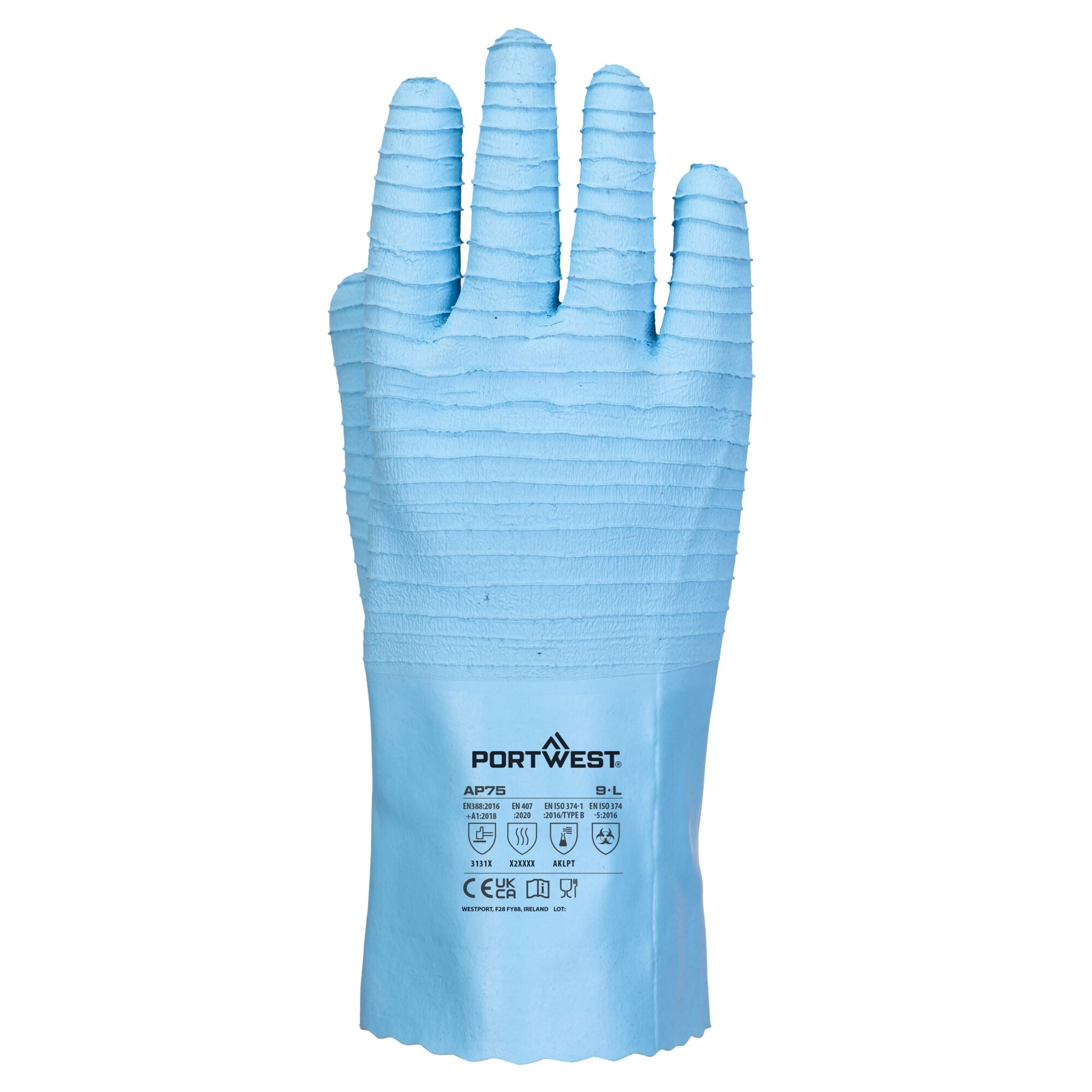 FD Chemicaliën B Latex handschoen - Blauw - achterkant