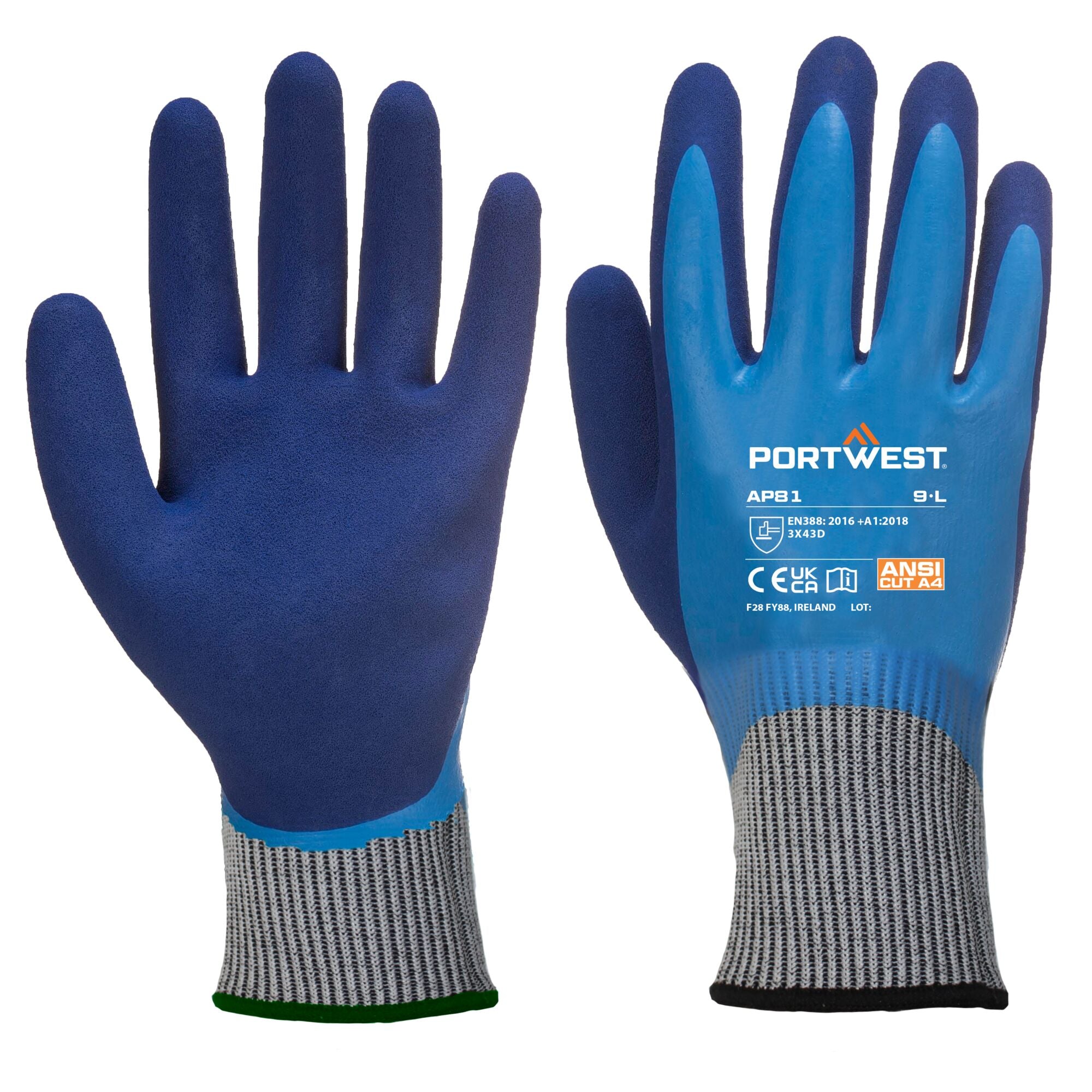 Vloeistofdichte High Risk Snijbestendige Handschoen - Blauw