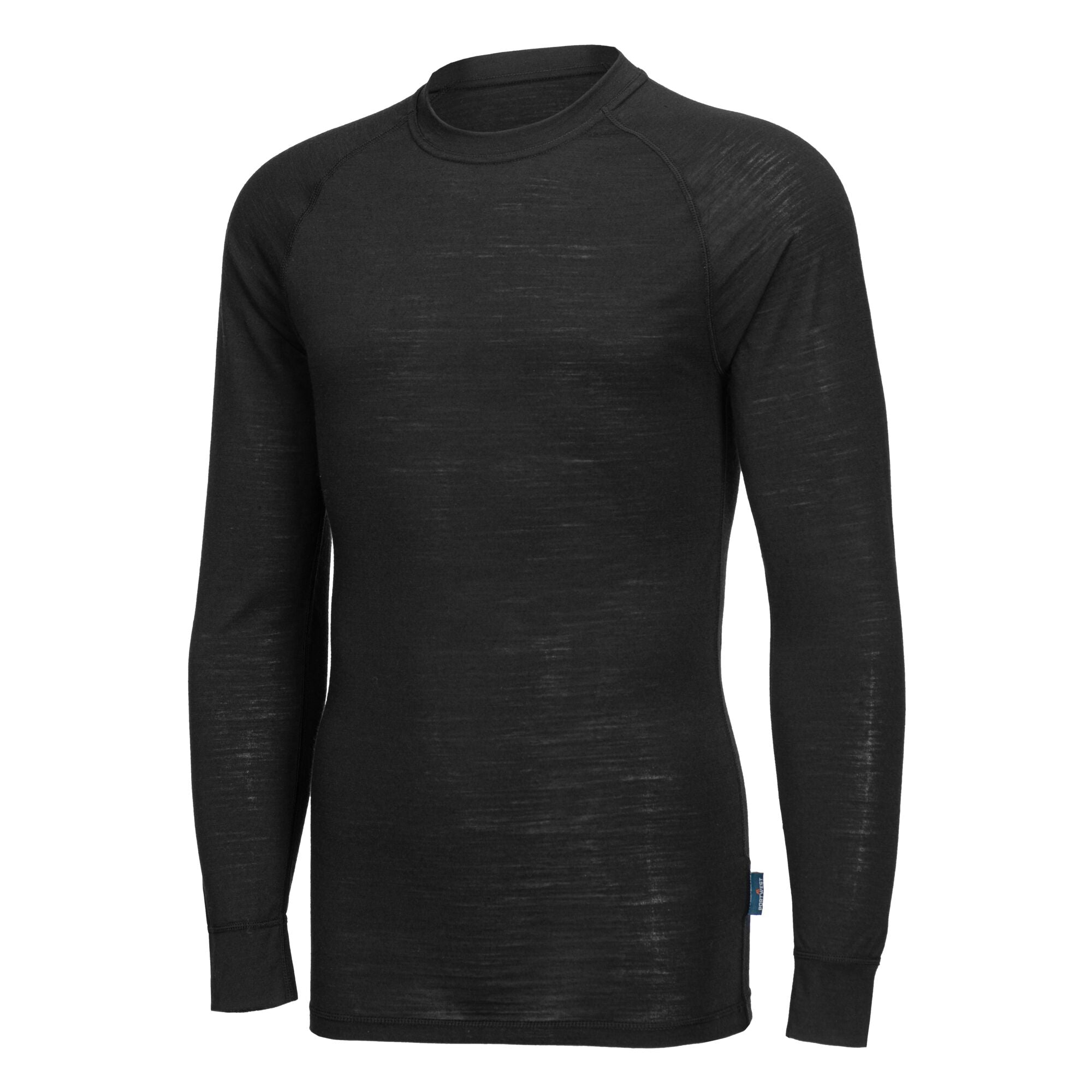 Merinowol T-shirt met ronde hals en lange mouwen - Zwart - opname 2