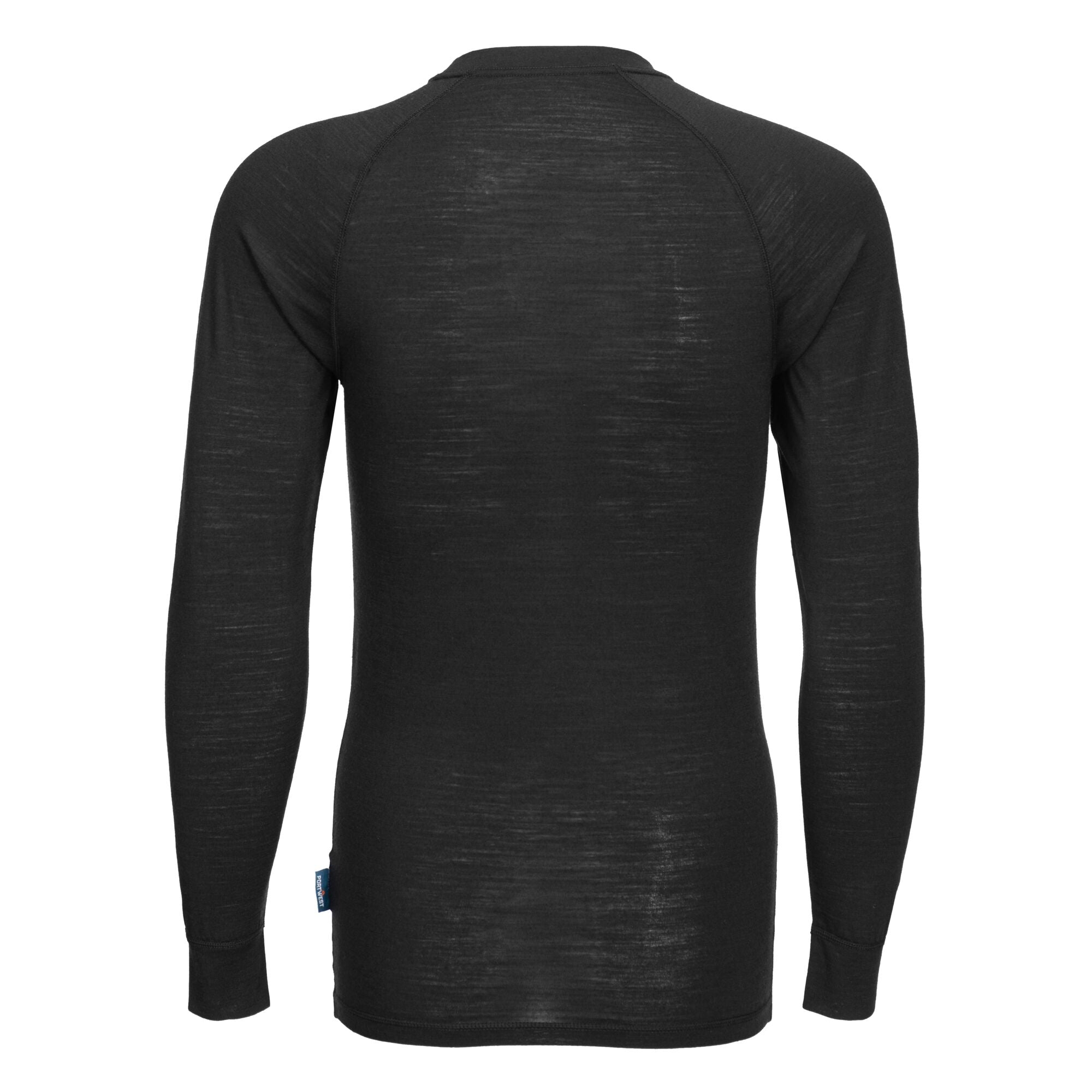 Merinowol T-shirt met ronde hals en lange mouwen - Zwart - opname 3