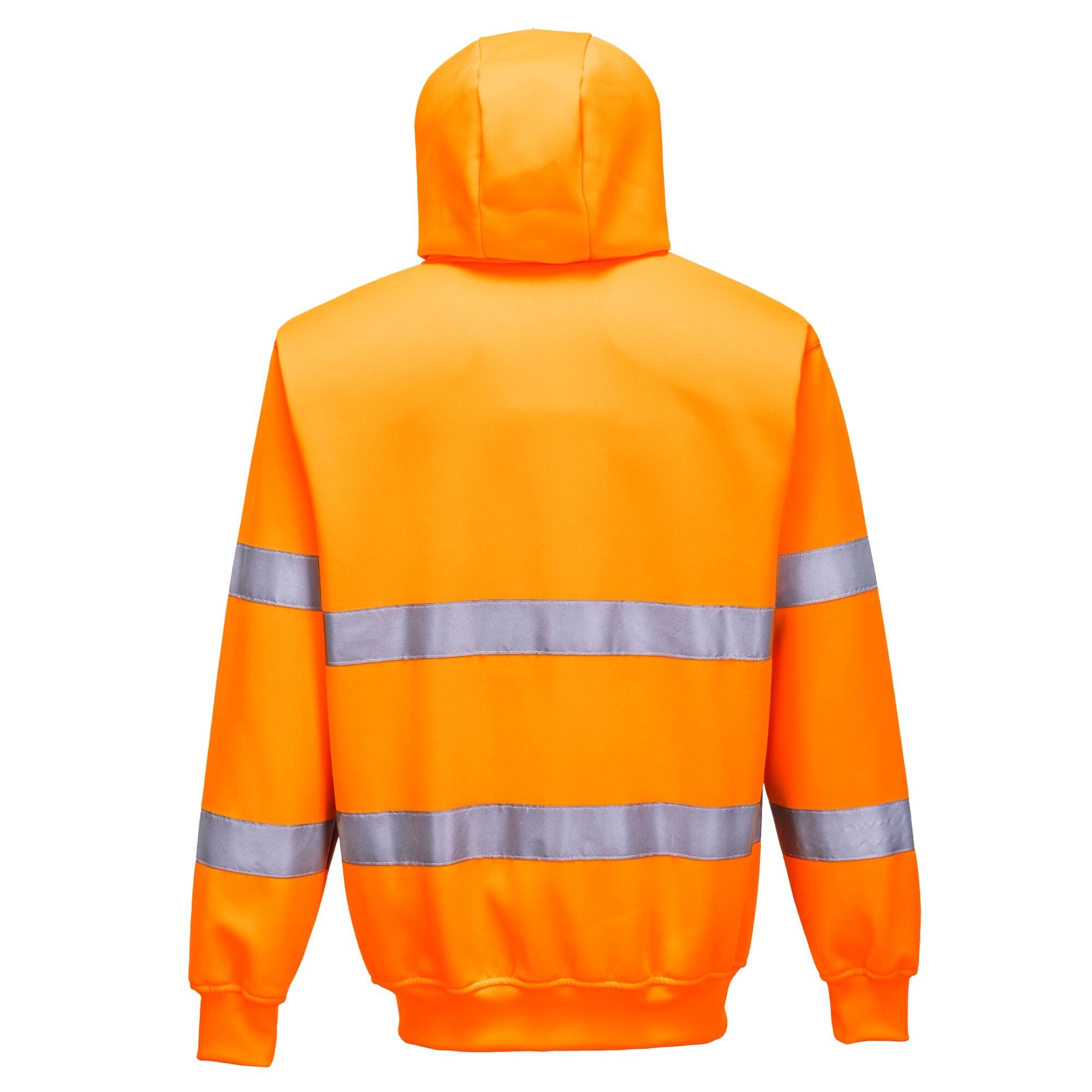 Hi-Vis Zipsweater met capuchon en rits - Oranje - achterkant