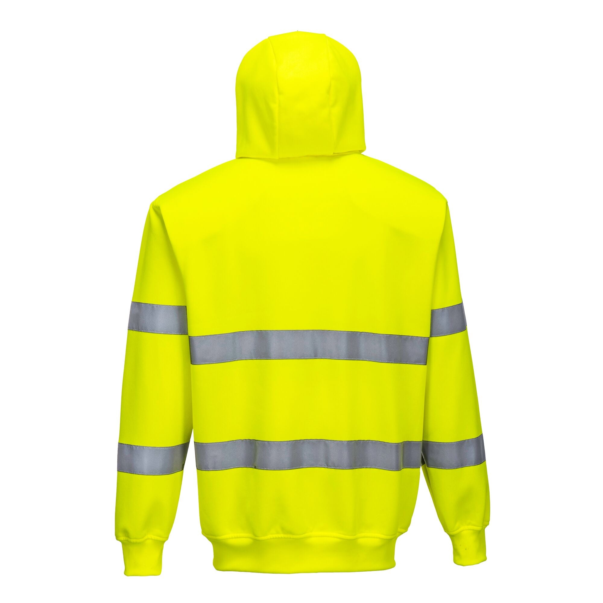 Hi-Vis Zipsweater met capuchon en rits - Geel - achterkant