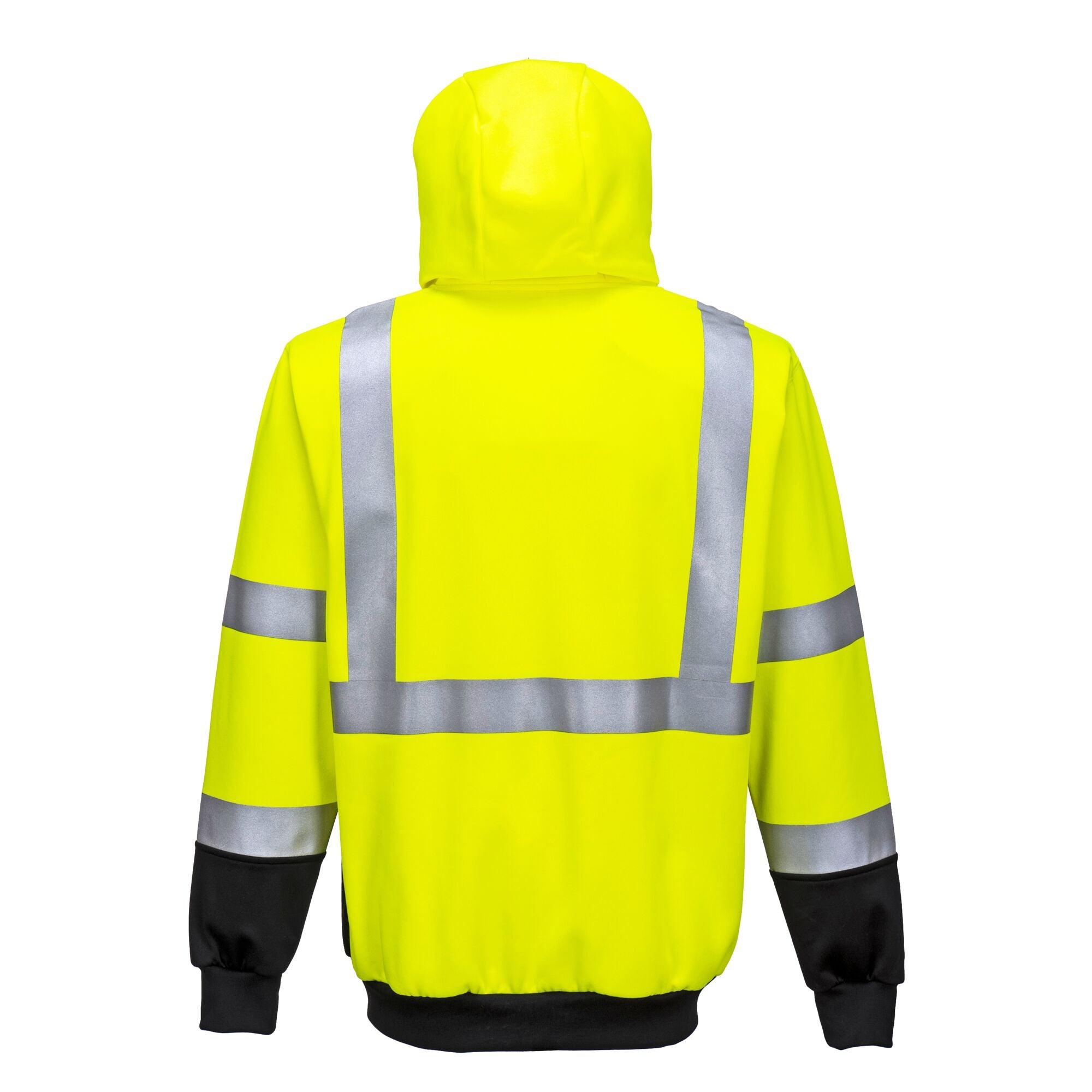 Hi-Vis Tweekleuren Hoody met rits - Geel/Zwart - achterkant