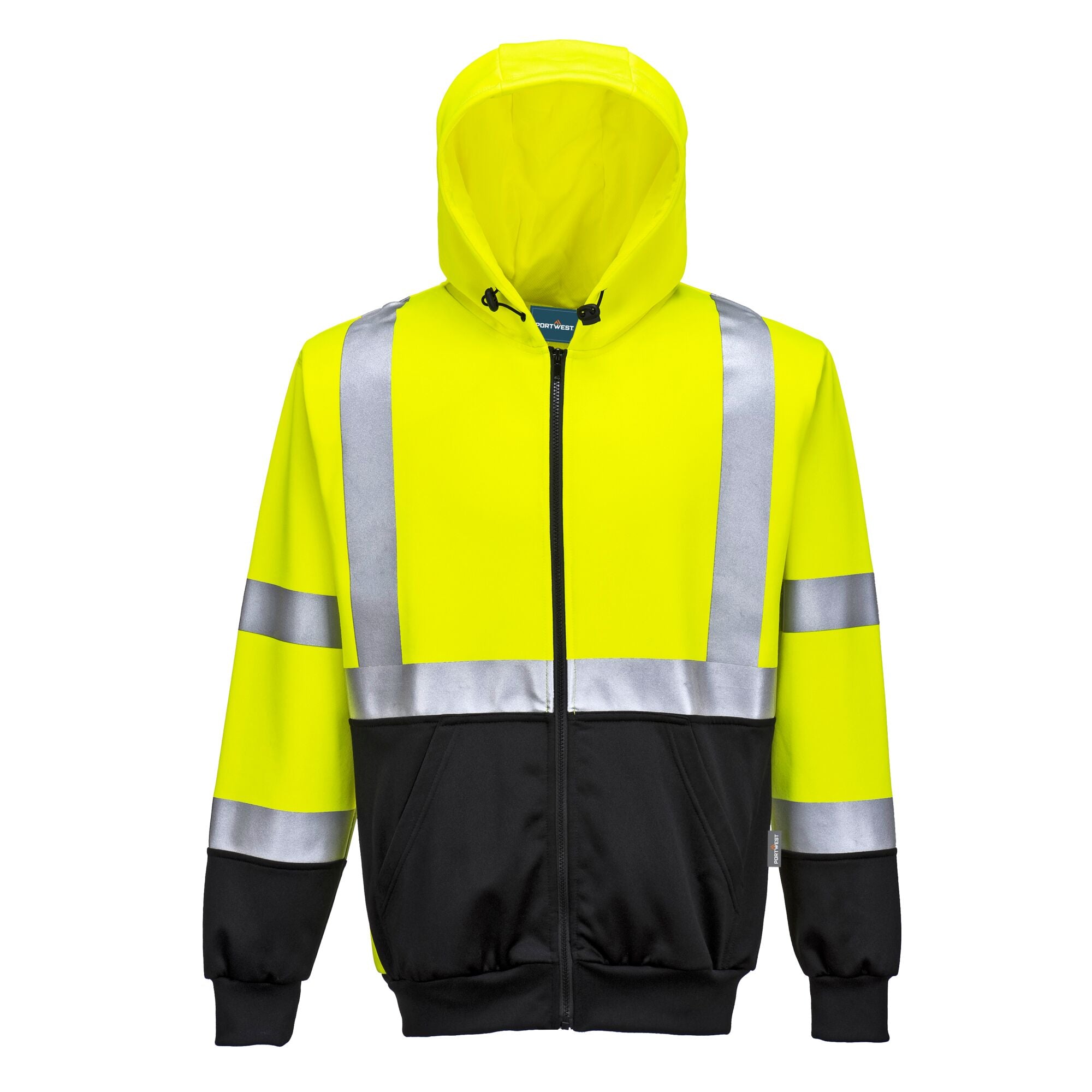 Hi-Vis Tweekleuren Hoody met rits - Geel/Zwart
