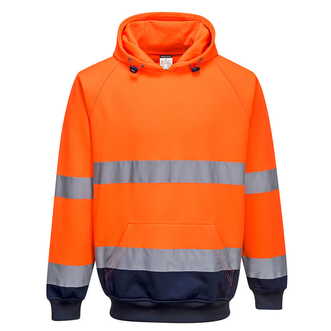 Hi-Vis Contrast Hoodie - Orange/Navy