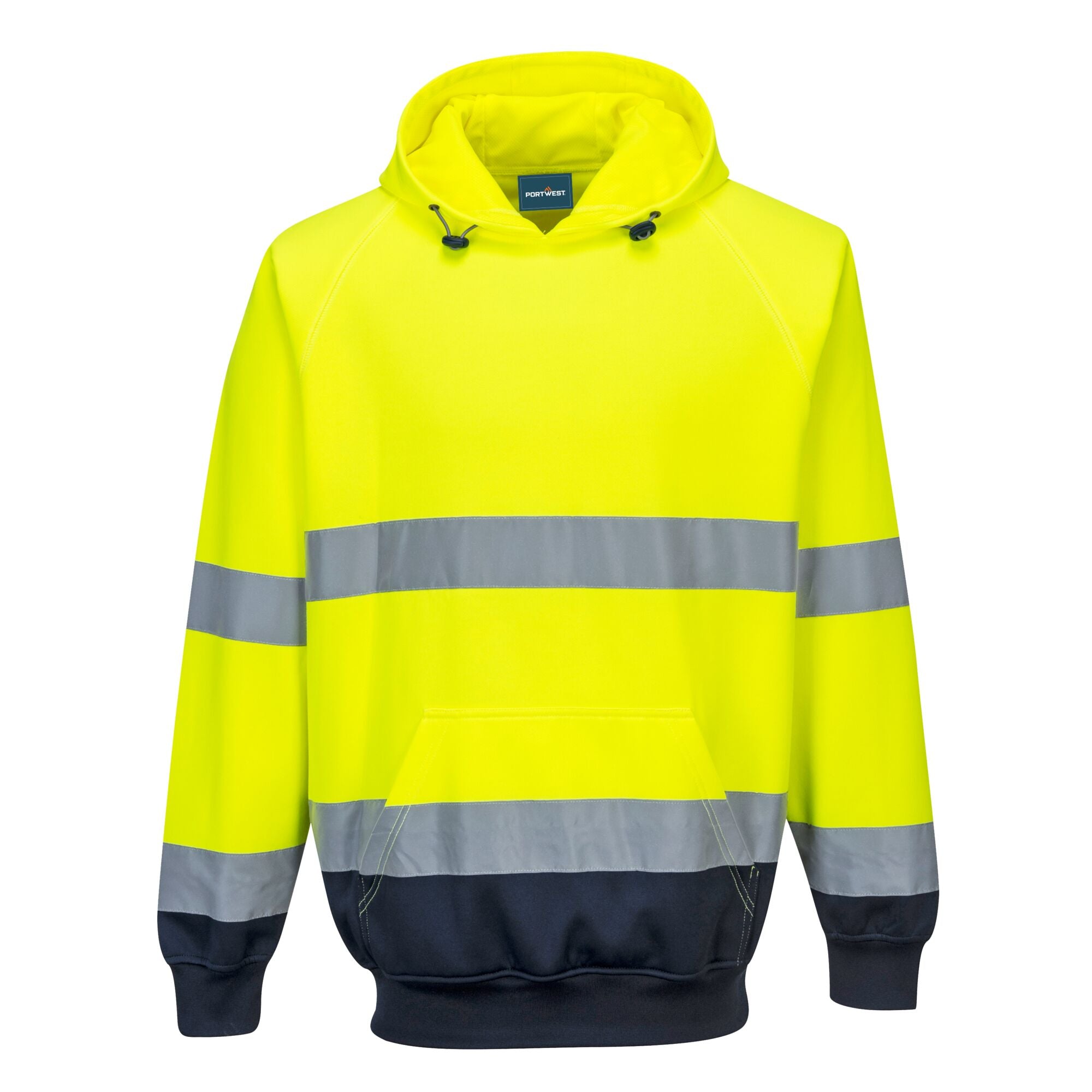 Tweekleurig sweatshirt met capuchon - Geel/Marine
