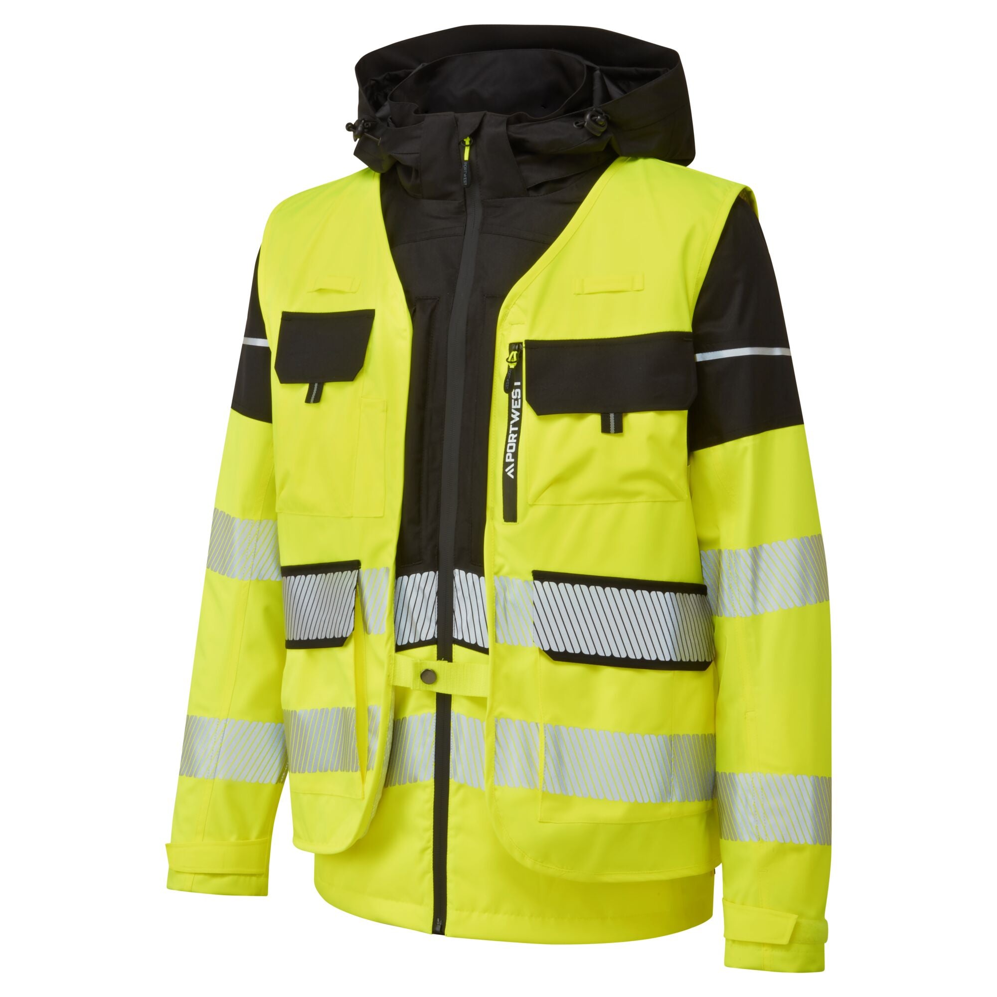 Ultimate Modulair Hi-Vis 3-in-1 Regenjack - Geel/Zwart - opname 2