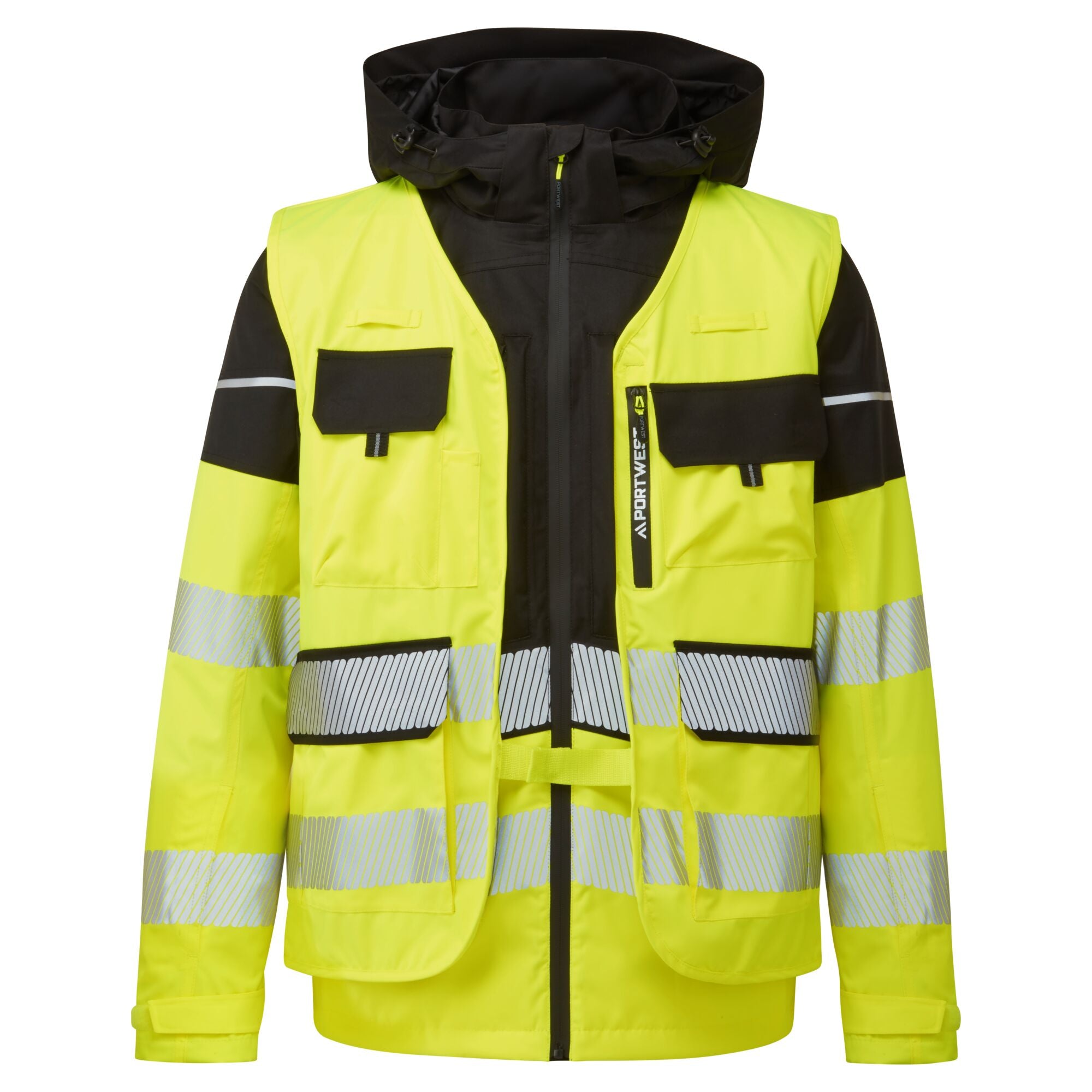 Ultimate Modulair Hi-Vis 3-in-1 Regenjack - Geel/Zwart - opname 3