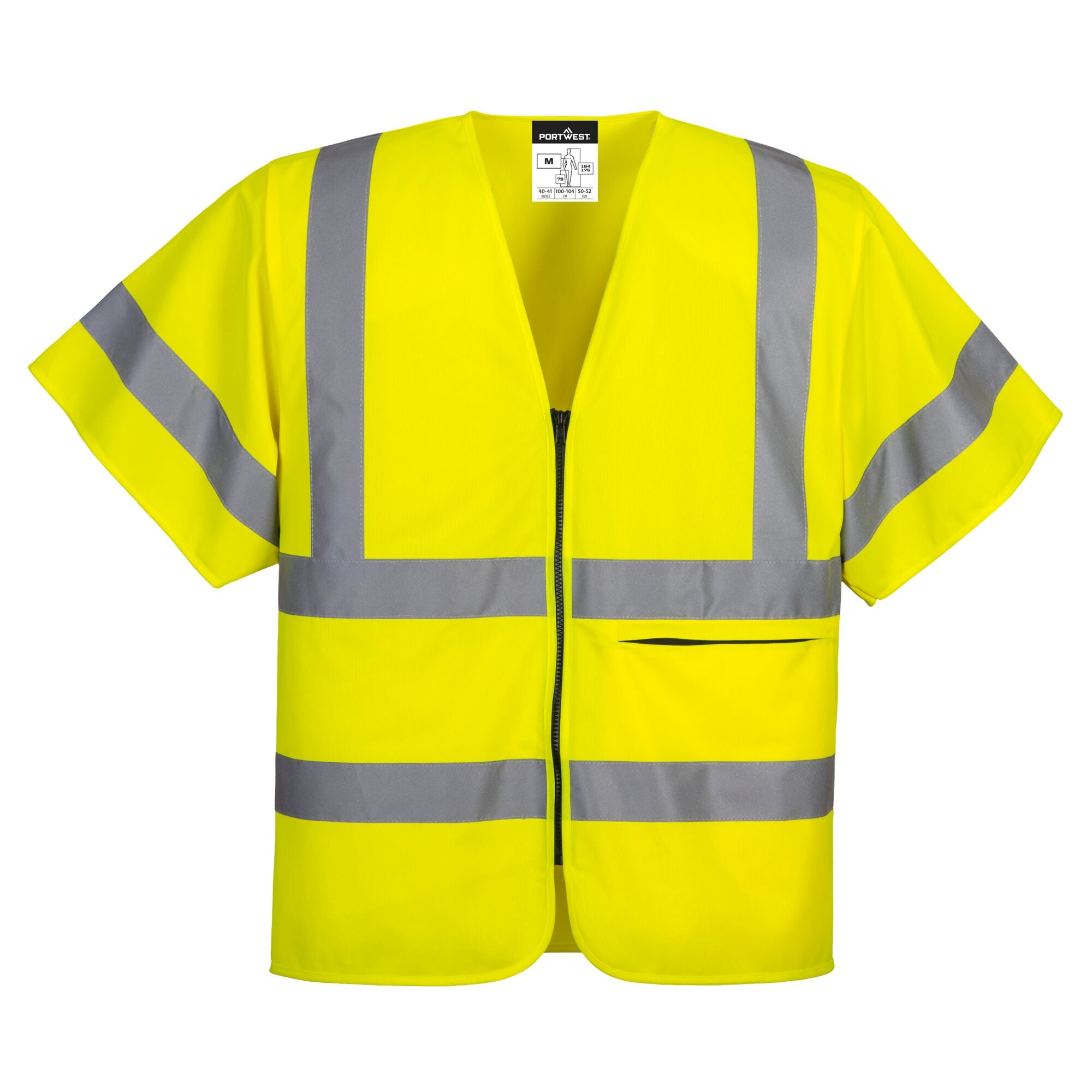 Vest met Rits en Halve Mouwen - Geel
