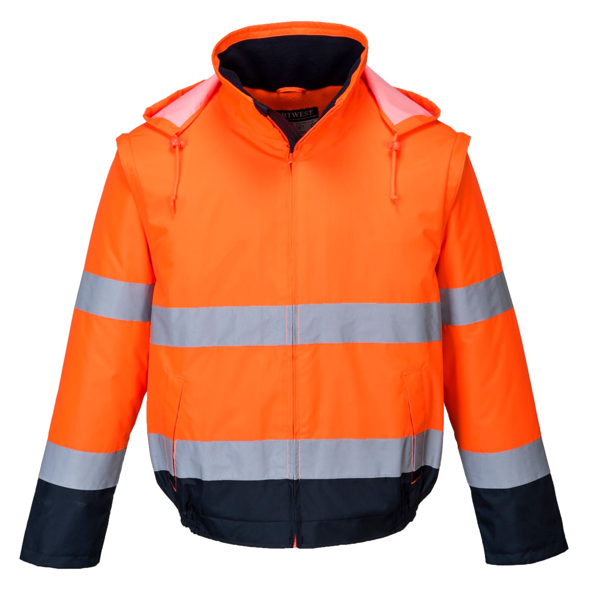 Hi-Vis 2 in 1 contrast lichtgewicht jack - Oranje/Marine