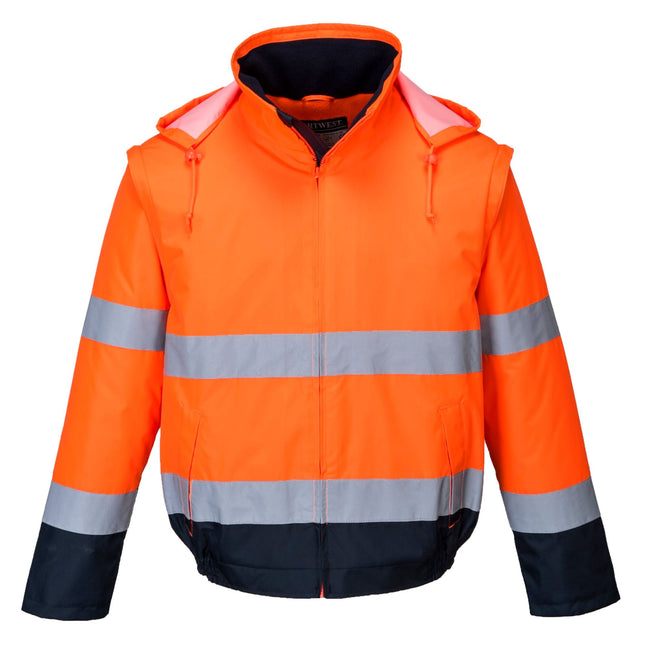 Hi-Vis 2 in 1 contrast lichtgewicht jack - Oranje/Marine