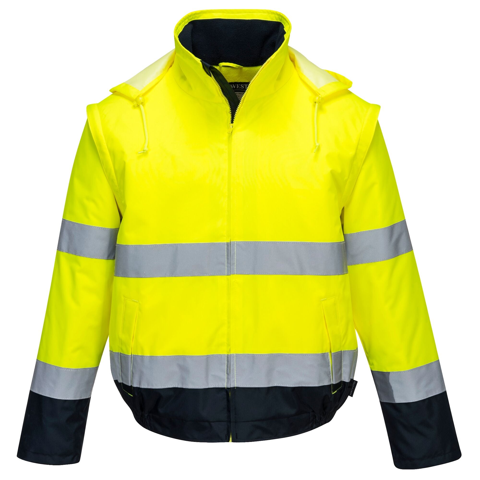 Hi-Vis 2 in 1 contrast lichtgewicht jack - Geel/Marine
