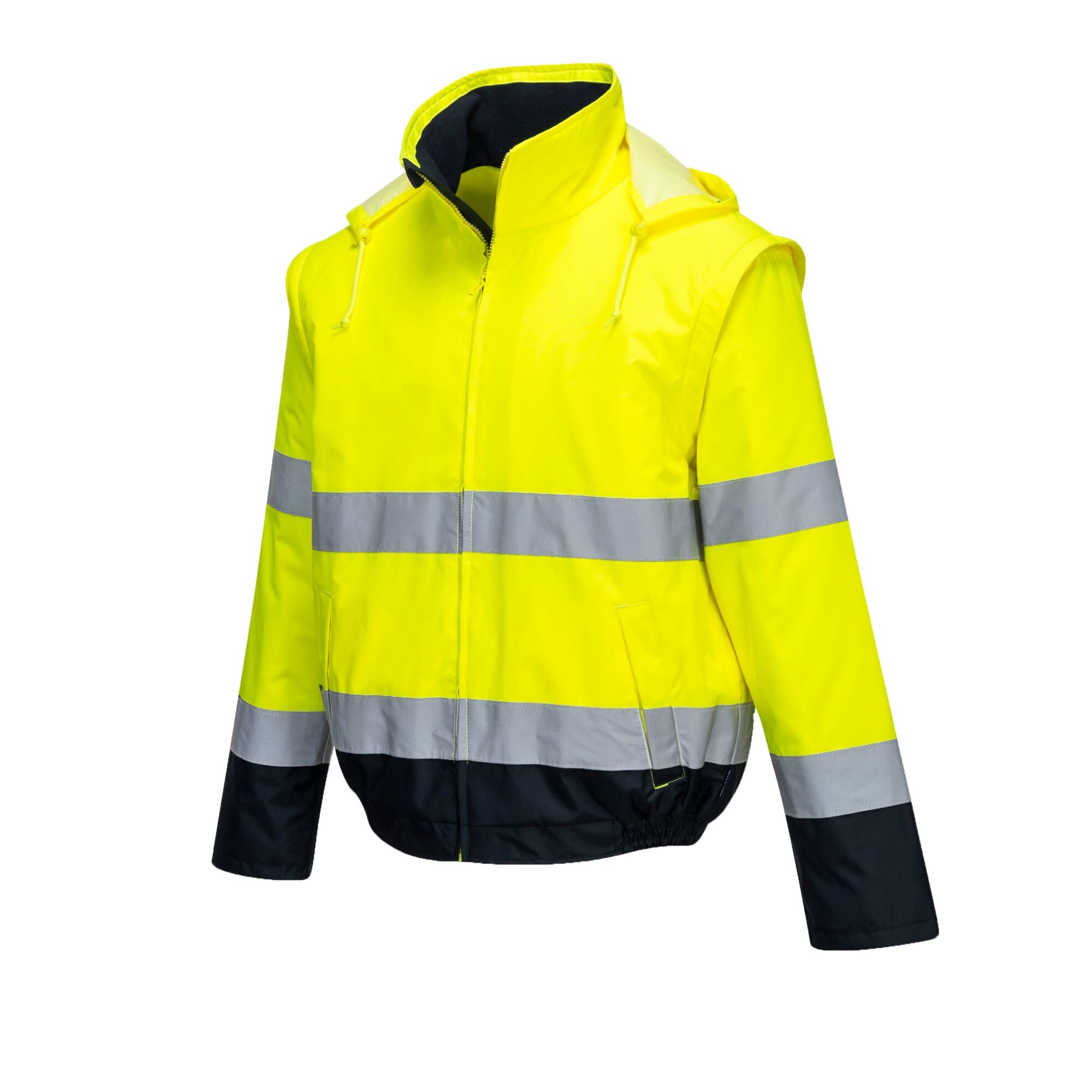 Hi-Vis 2 in 1 contrast lichtgewicht jack - Geel/Marine - opname 3