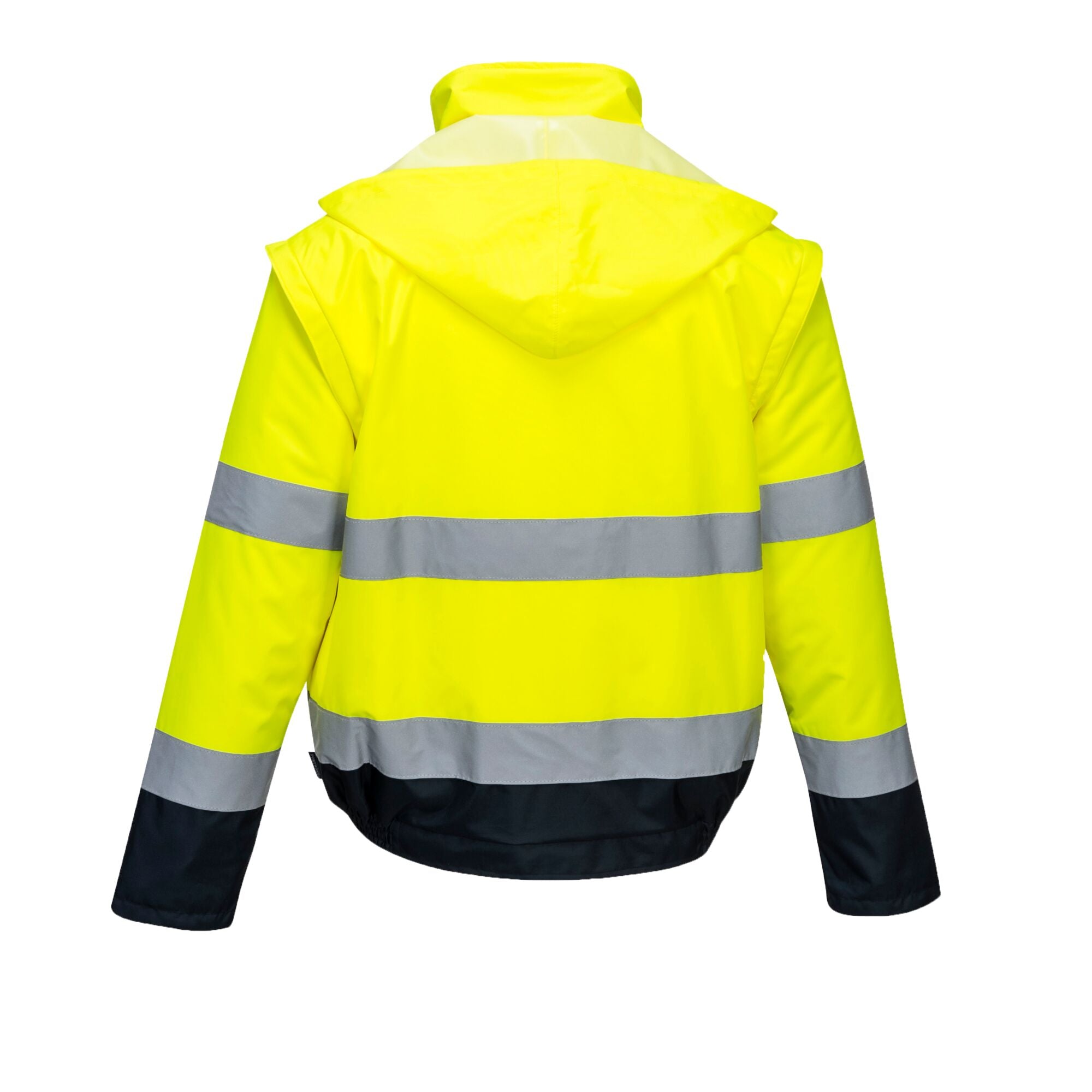 Hi-Vis 2 in 1 contrast lichtgewicht jack - Geel/Marine - achterkant