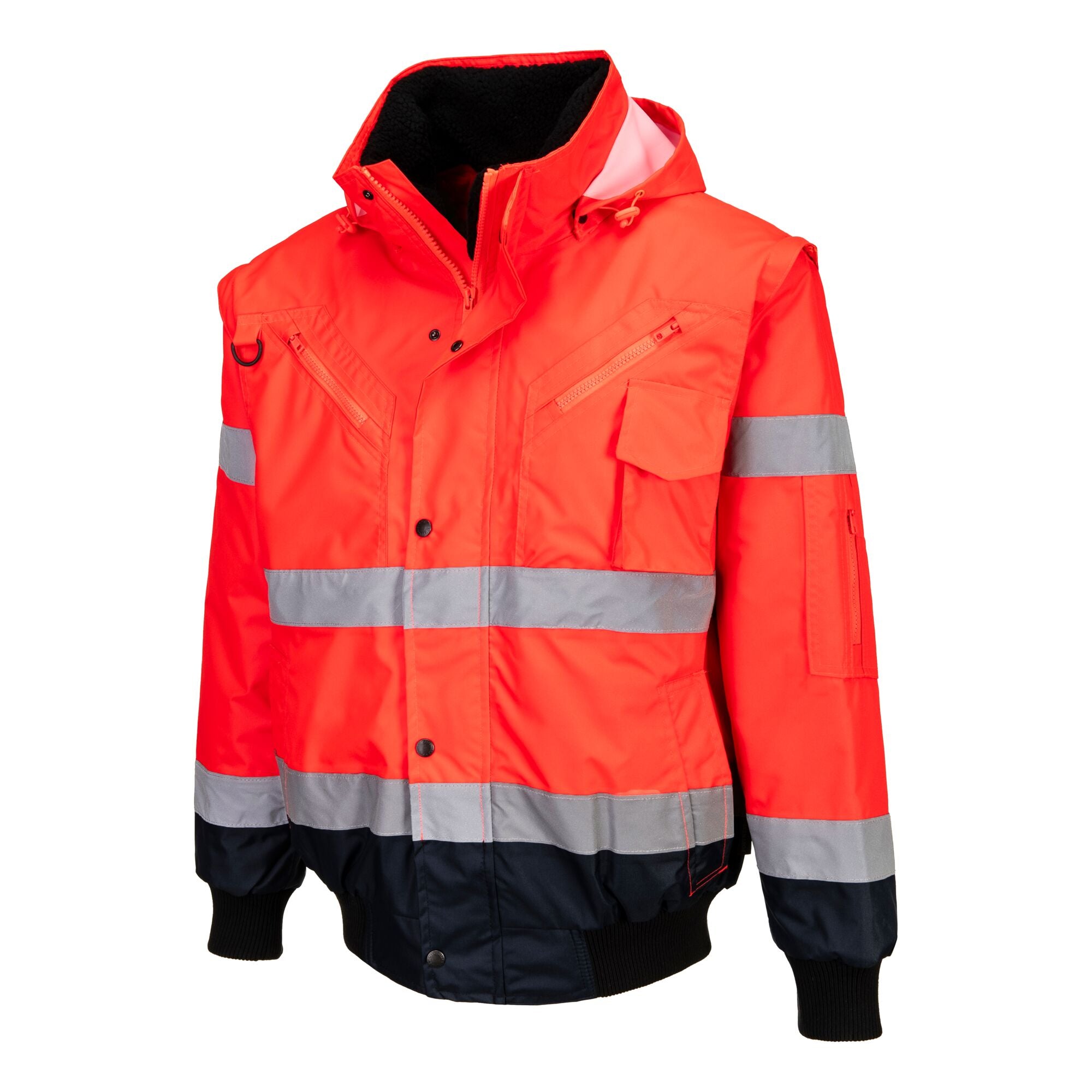 Hi-Vis 3-in-1 Contrast Bomberjack - Rood/Marine - opname 2