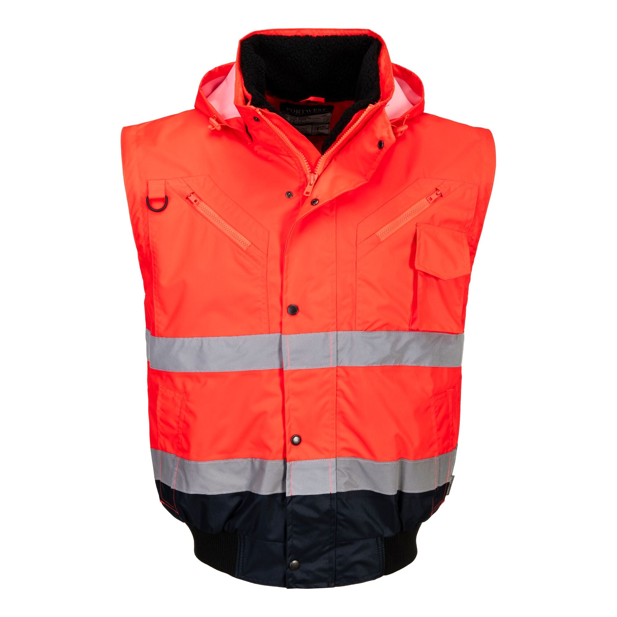 Hi-Vis 3-in-1 Contrast Bomberjack - Rood/Marine - opname 4
