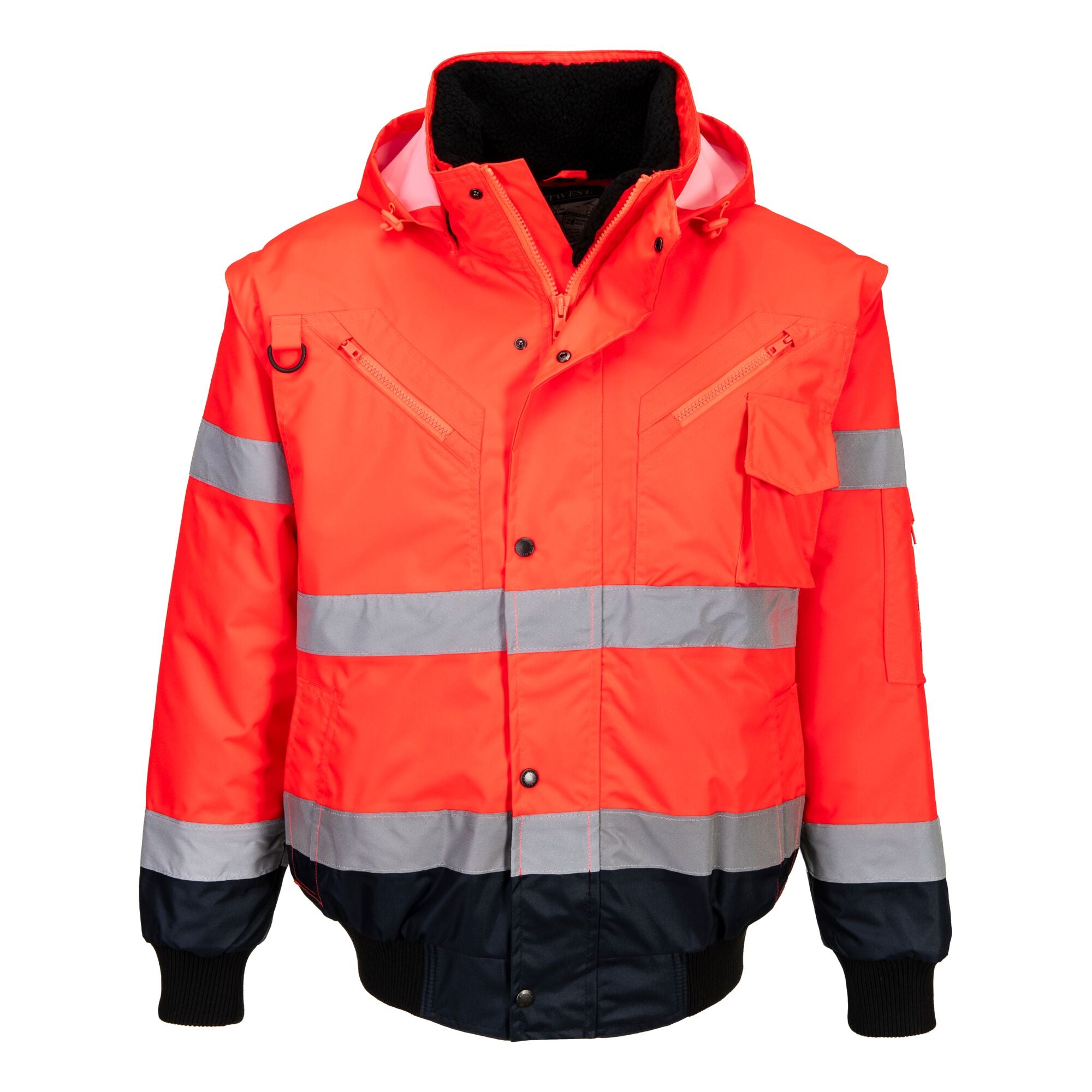 Hi-Vis 3-in-1 Contrast Bomberjack - Rood/Marine