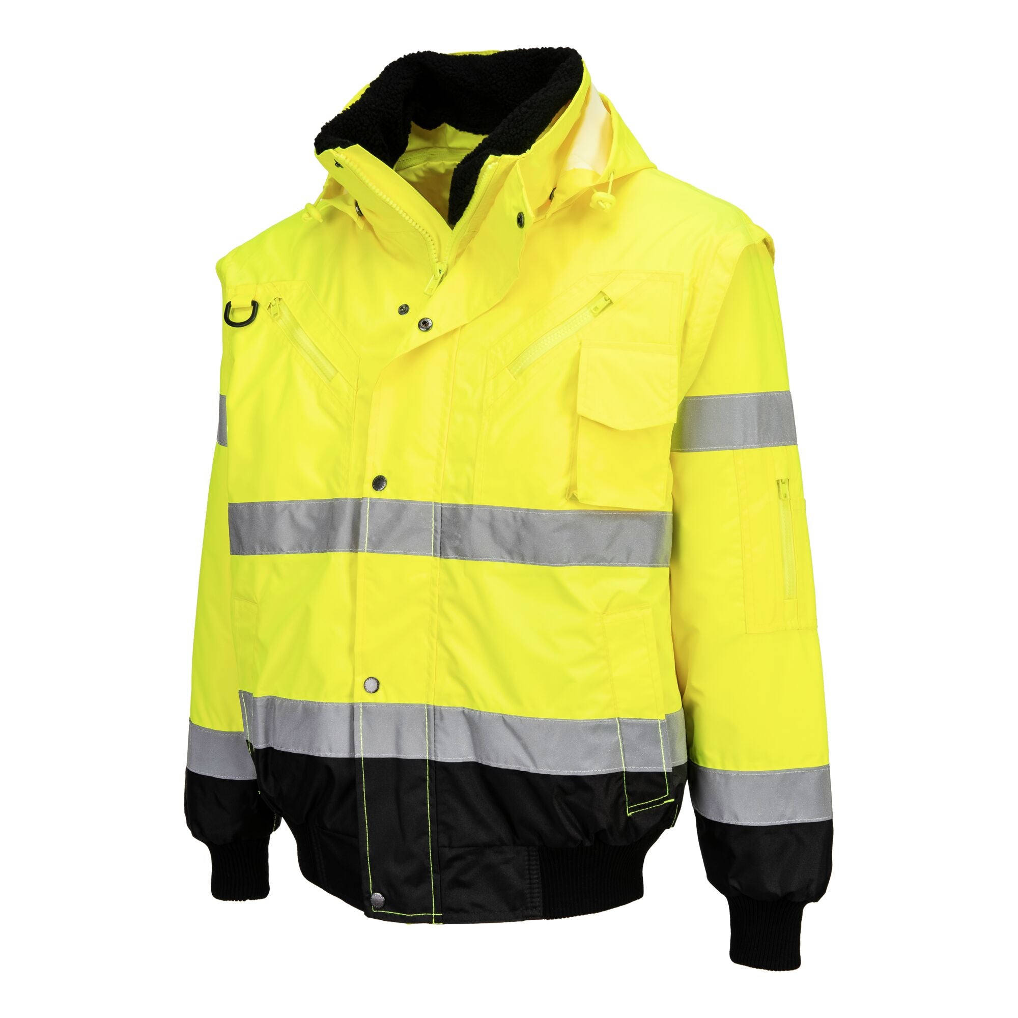 Hi-Vis 3-in-1 Contrast Bomberjack - Geel/Zwart - opname 2