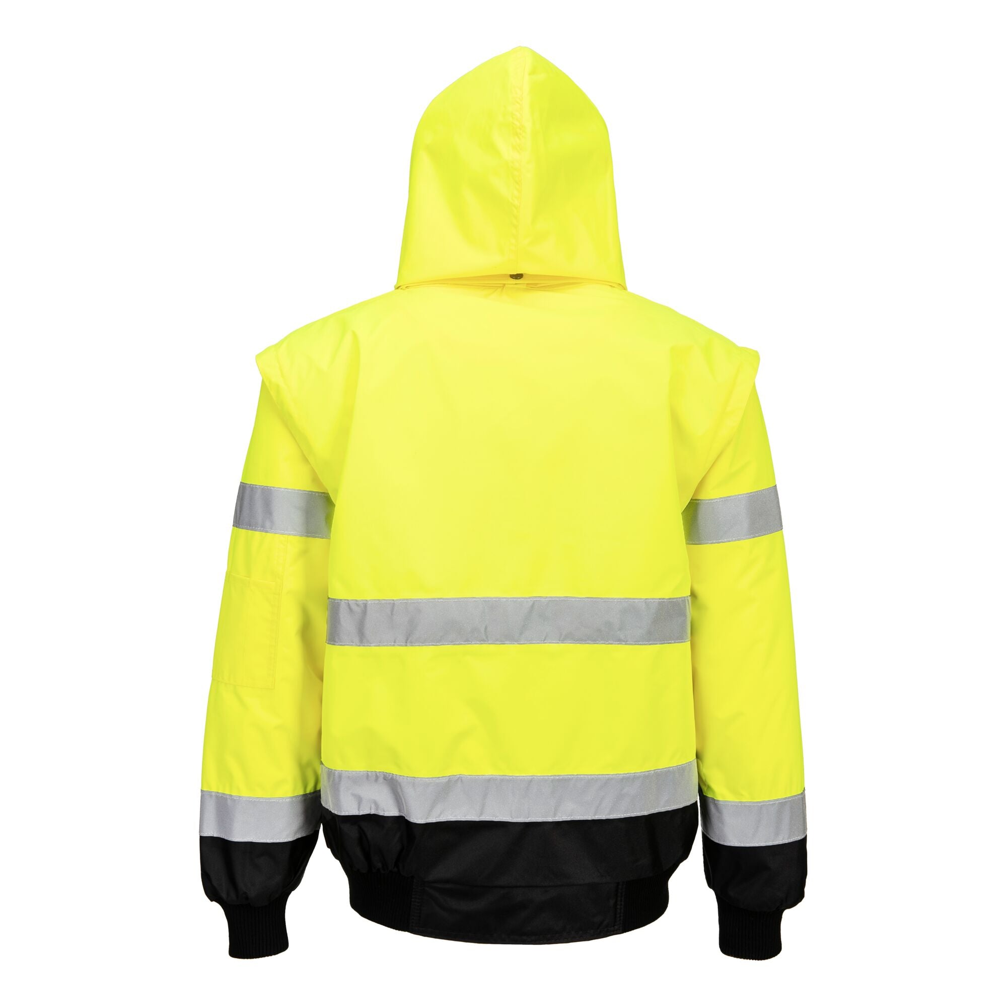 Hi-Vis 3-in-1 Contrast Bomberjack - Geel/Zwart - achterkant