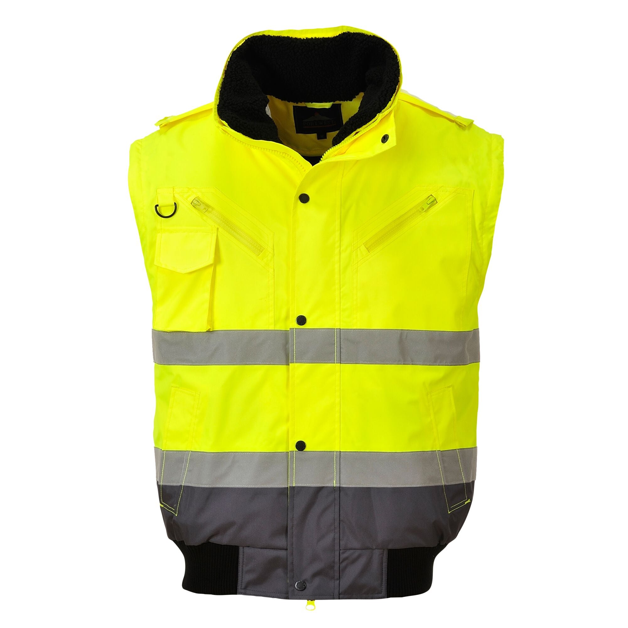 Hi-Vis 3-in-1 Contrast Bomberjack - Geel/Grijs - opname 2