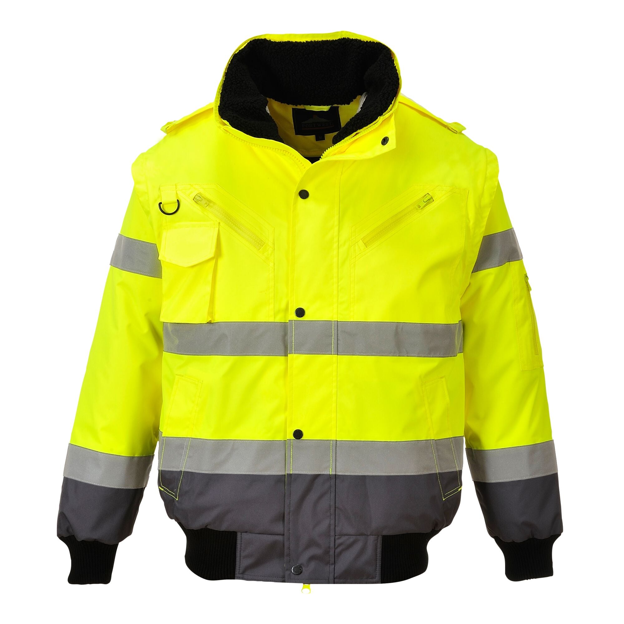 Hi-Vis 3-in-1 Contrast Bomberjack - Geel/Grijs - opname 3