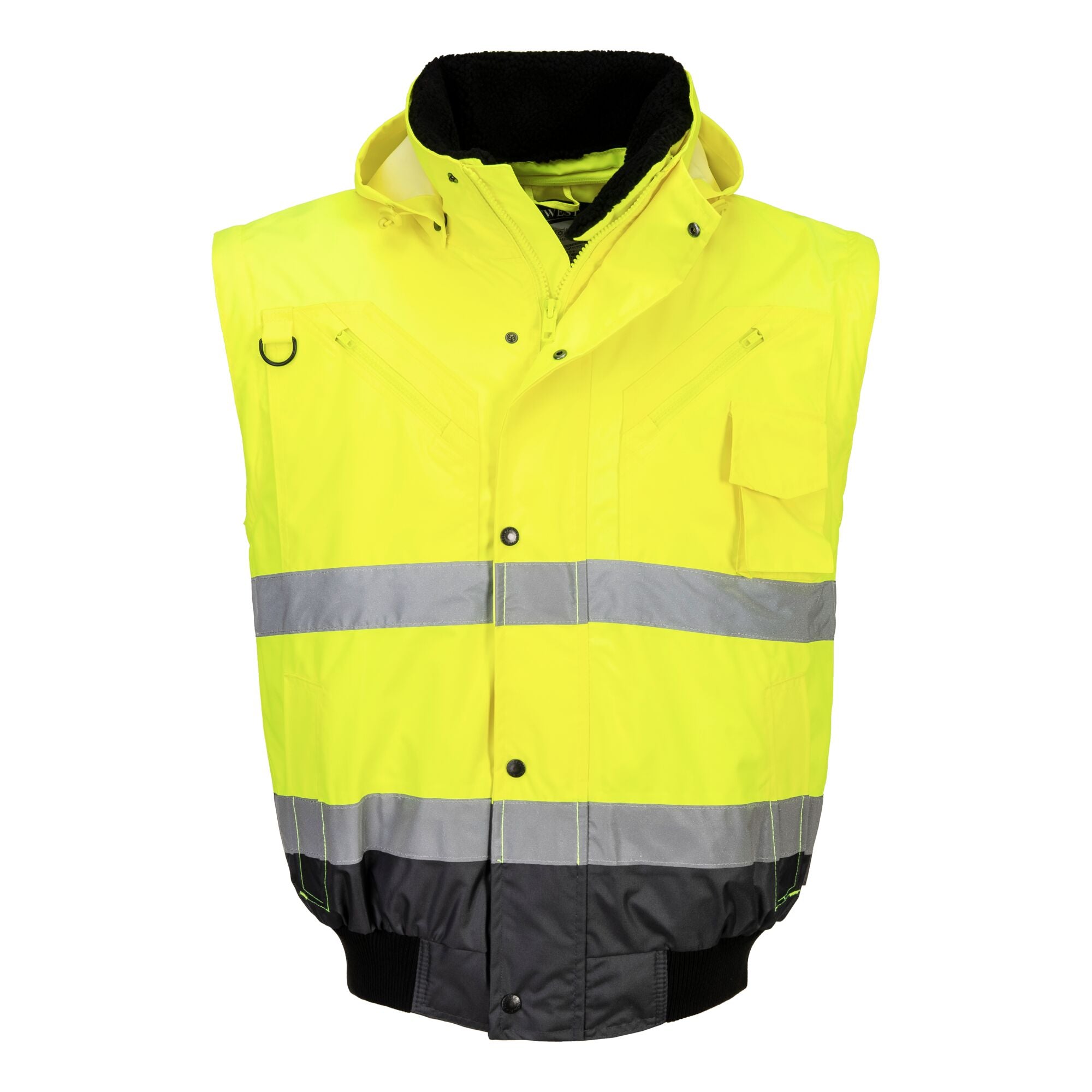 Hi-Vis 3-in-1 Contrast Bomberjack - Geel/Grijs - opname 4