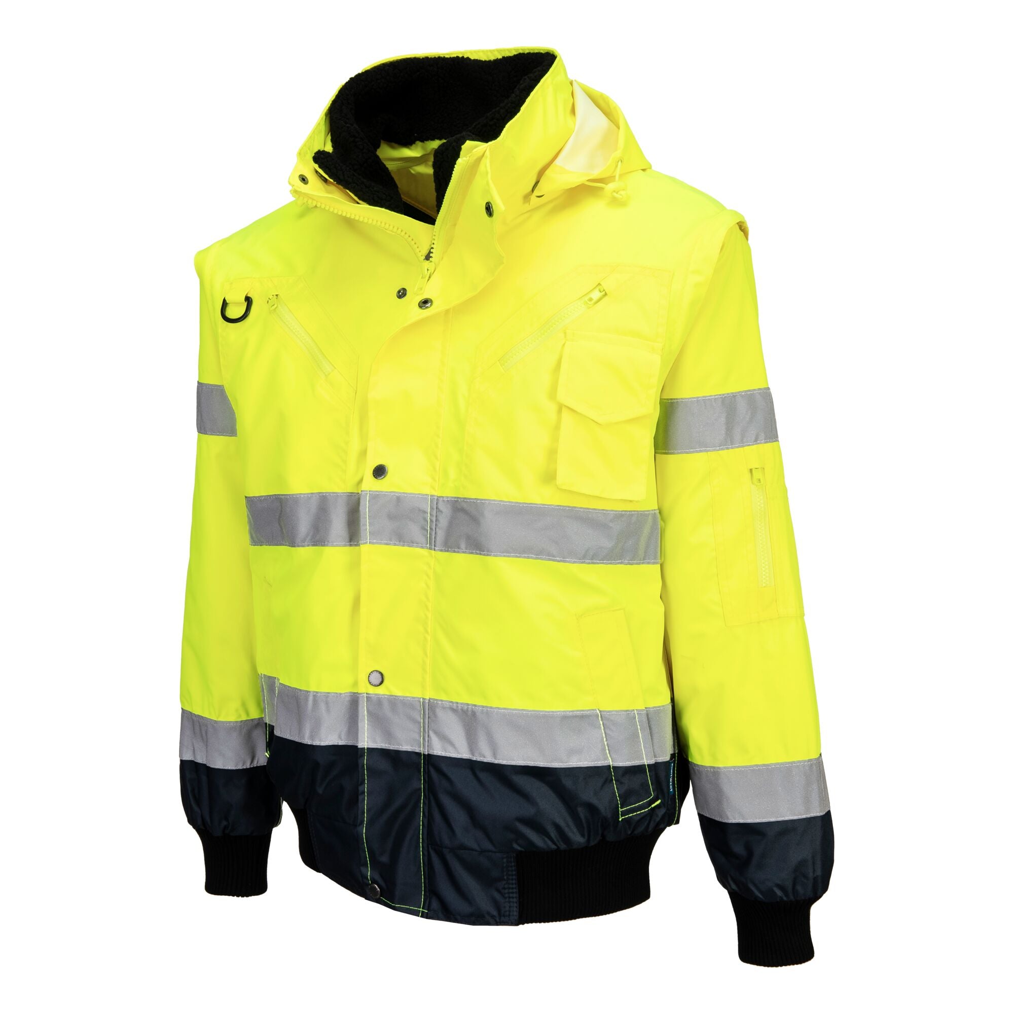 Hi-Vis 3-in-1 Contrast Bomberjack - Geel/Marine - opname 2