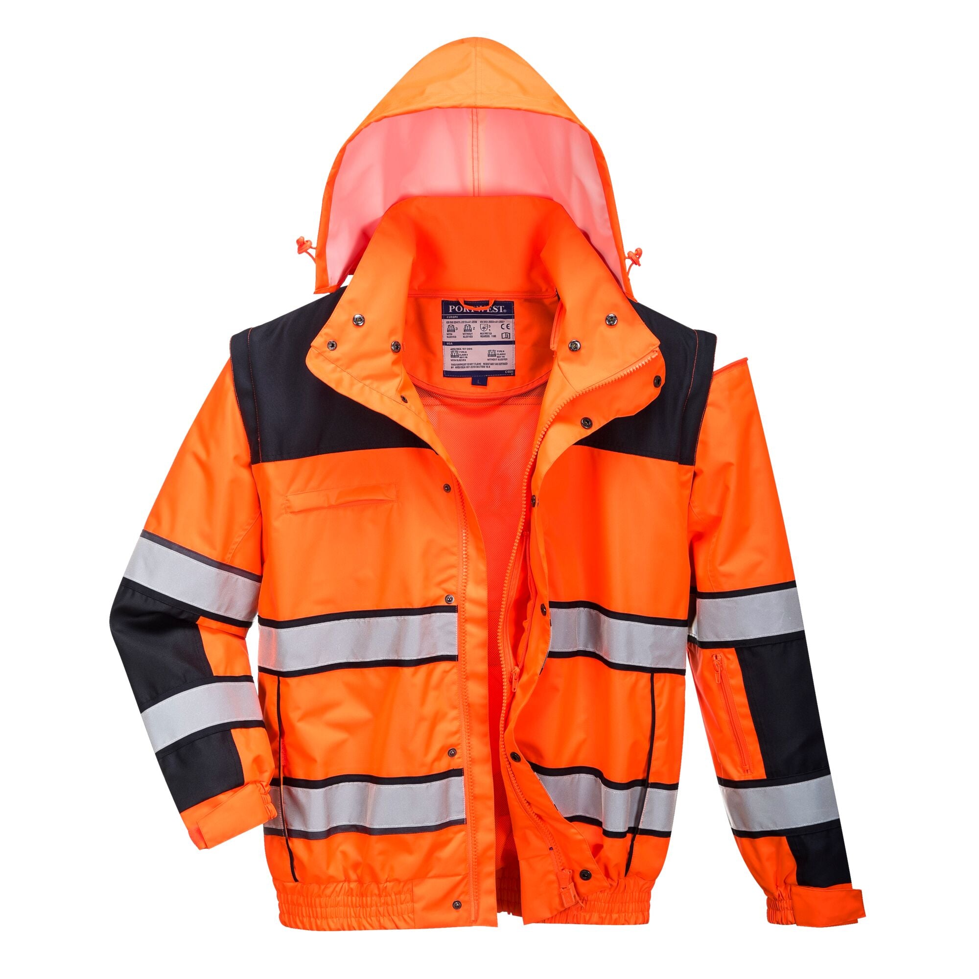Hi-Vis Klassiek Bomberjack - Oranje/Zwart - opname 2
